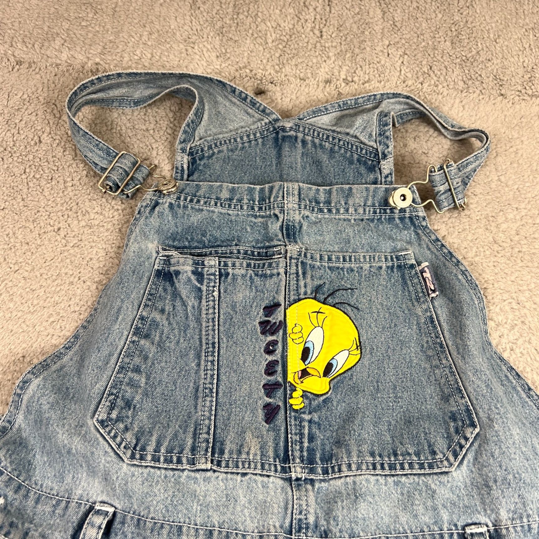 Vintage VINTAGE 90s Looney Tunes Womens Large Tweety Bird Denim Overalls Carpenter Style Fall Spring Summer Winter Size 36" / US 14 / IT 50 - 4 Thumbnail