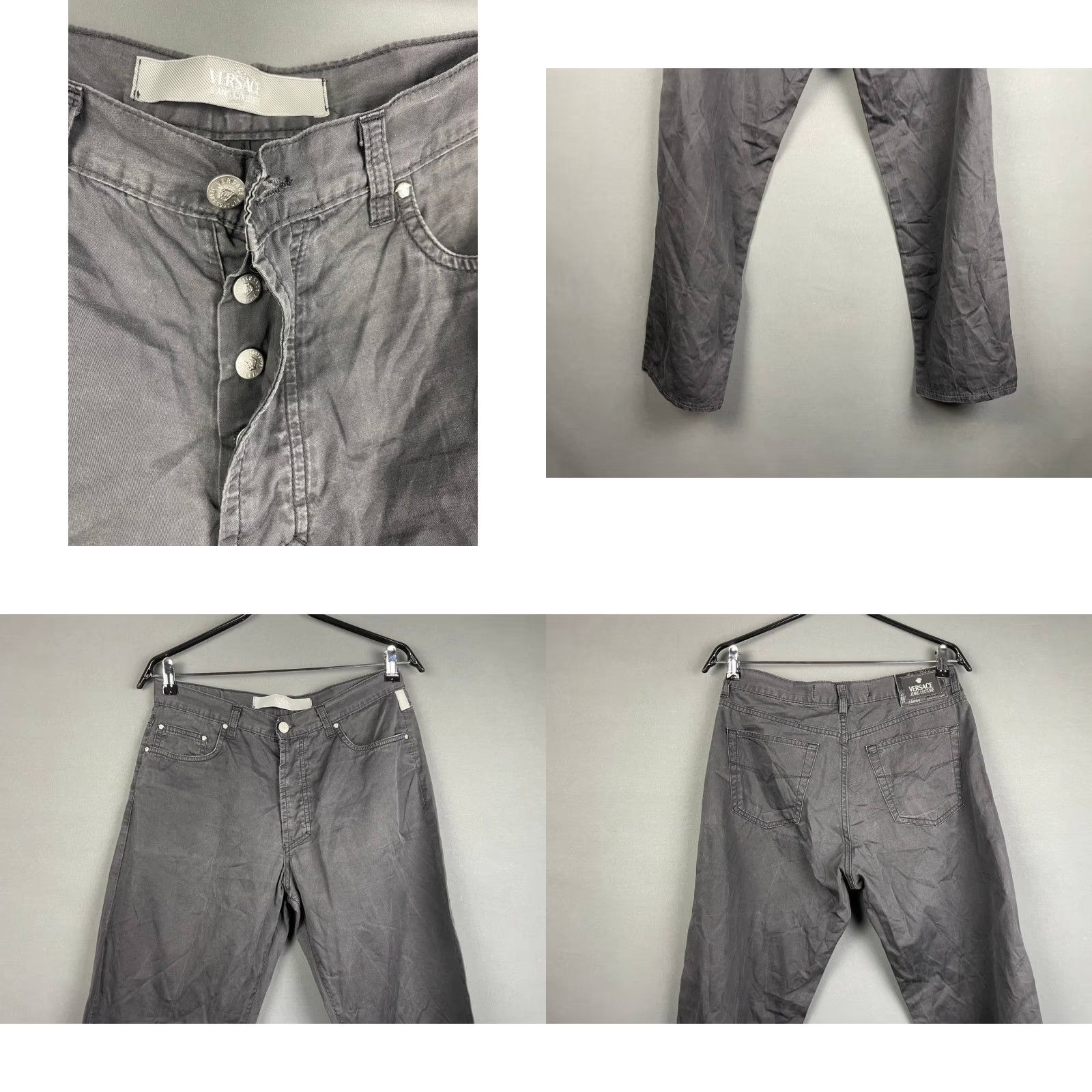 Versace Jeans Couture Versace Jeans Couture Mens Denim Jeans Size 34 Gray Cotton Straight Leg Biker Jeans Size US 34 / EU 50 - 8 Thumbnail