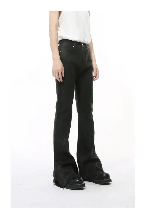 VIBE Japanese style patchwork tassel black washed flared jeans Size US 32 / EU 48 - 4 Thumbnail