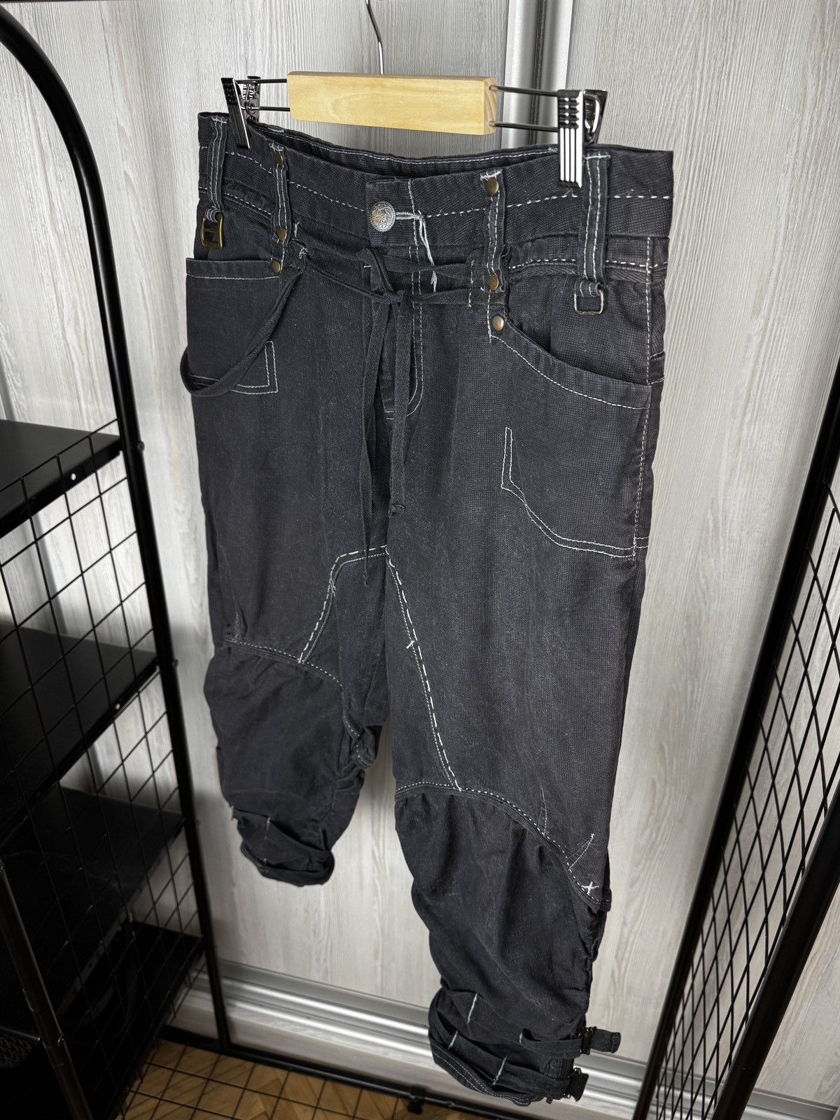 If Six Was Nine R867 y2k Avant Garde bondage style assymetrical pants cargo Size 32" / US 10 / IT 46 - 9 Thumbnail