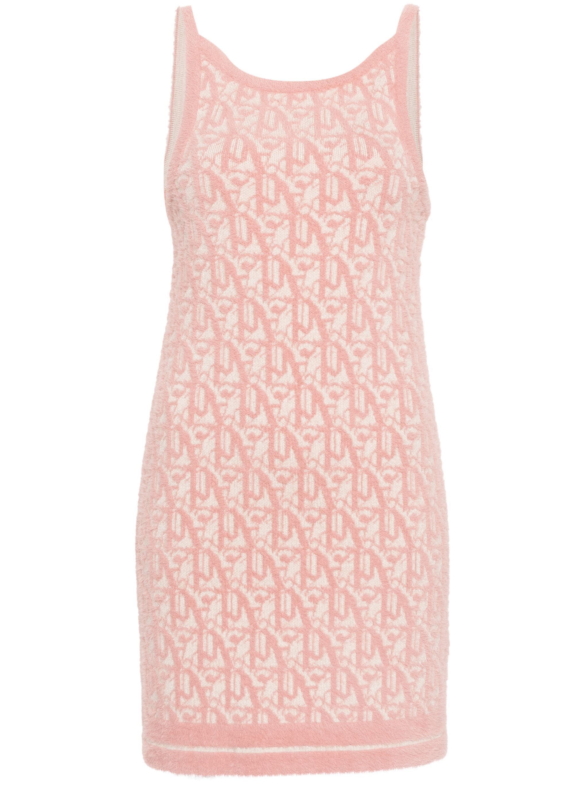 o1s22i1n0824 Monogram Knitted Mini Dress in Pink