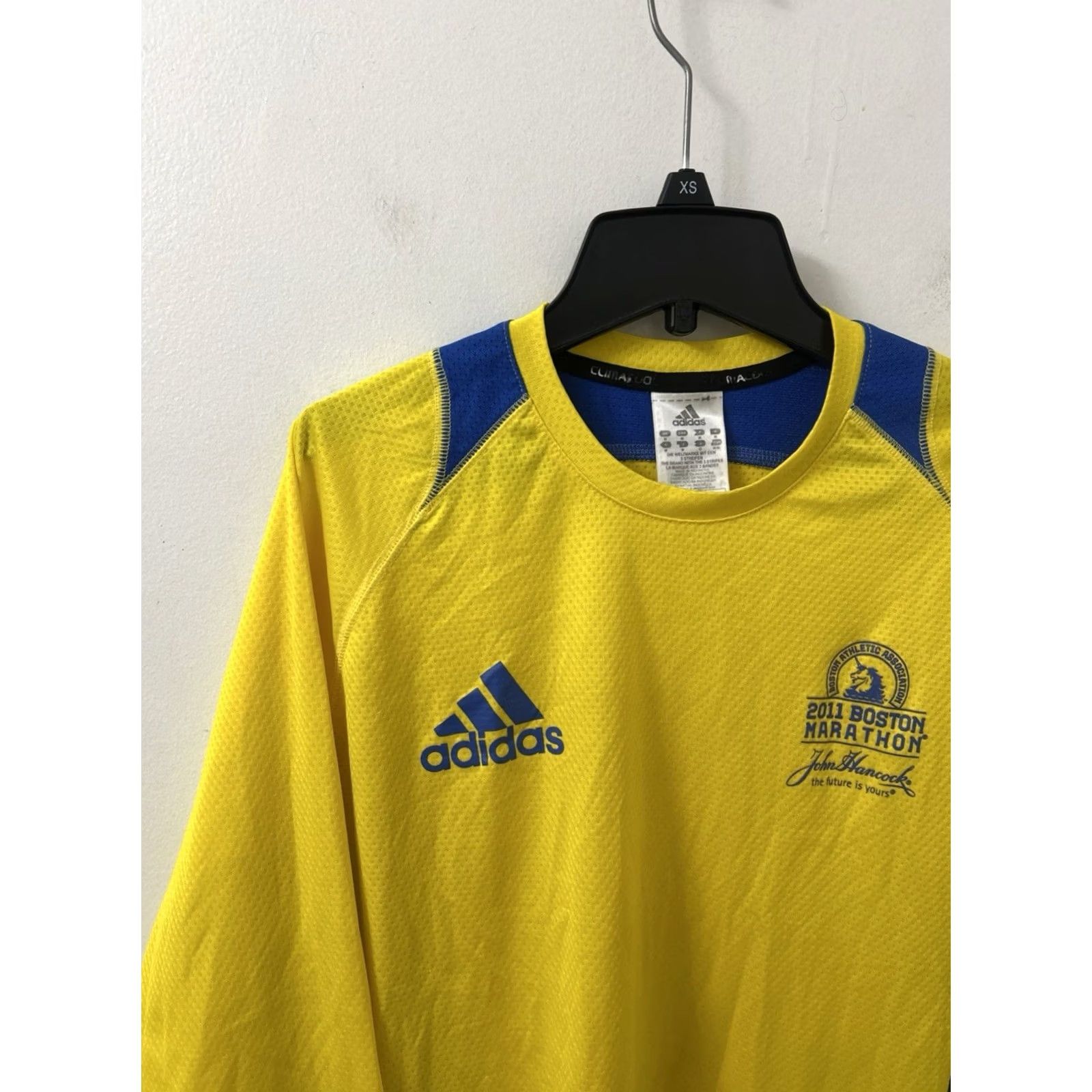 Adidas Adidas Boston Marathon 2011 Shirt Mens Medium Yellow Blue ClimaCool Running L/S Size US M / EU 48-50 / 2 - 5 Thumbnail