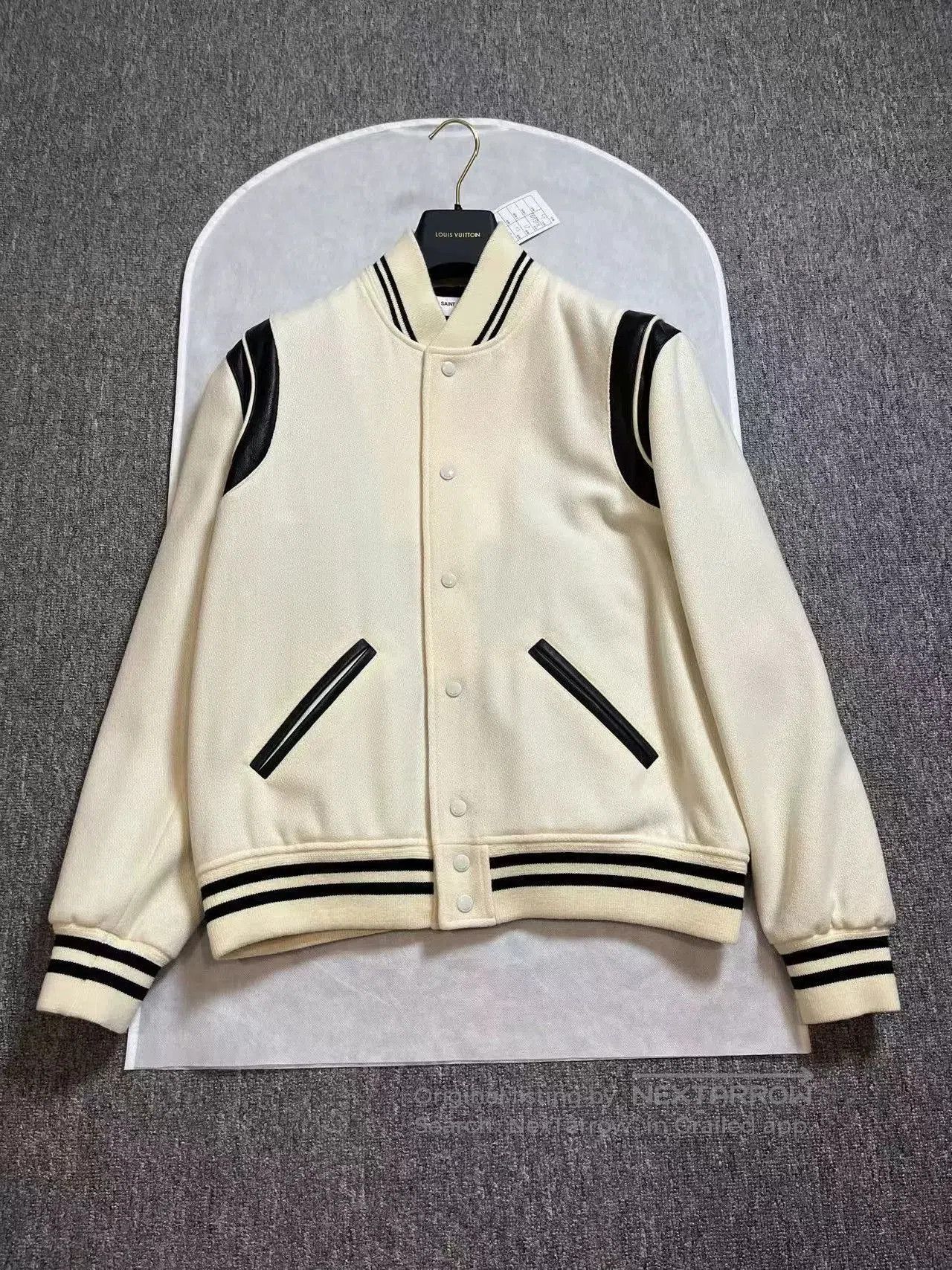 Saint Laurent Paris Saint Laurent White Wool Baseball Jacket. Size US L / EU 52-54 / 3 - 1 Thumbnail