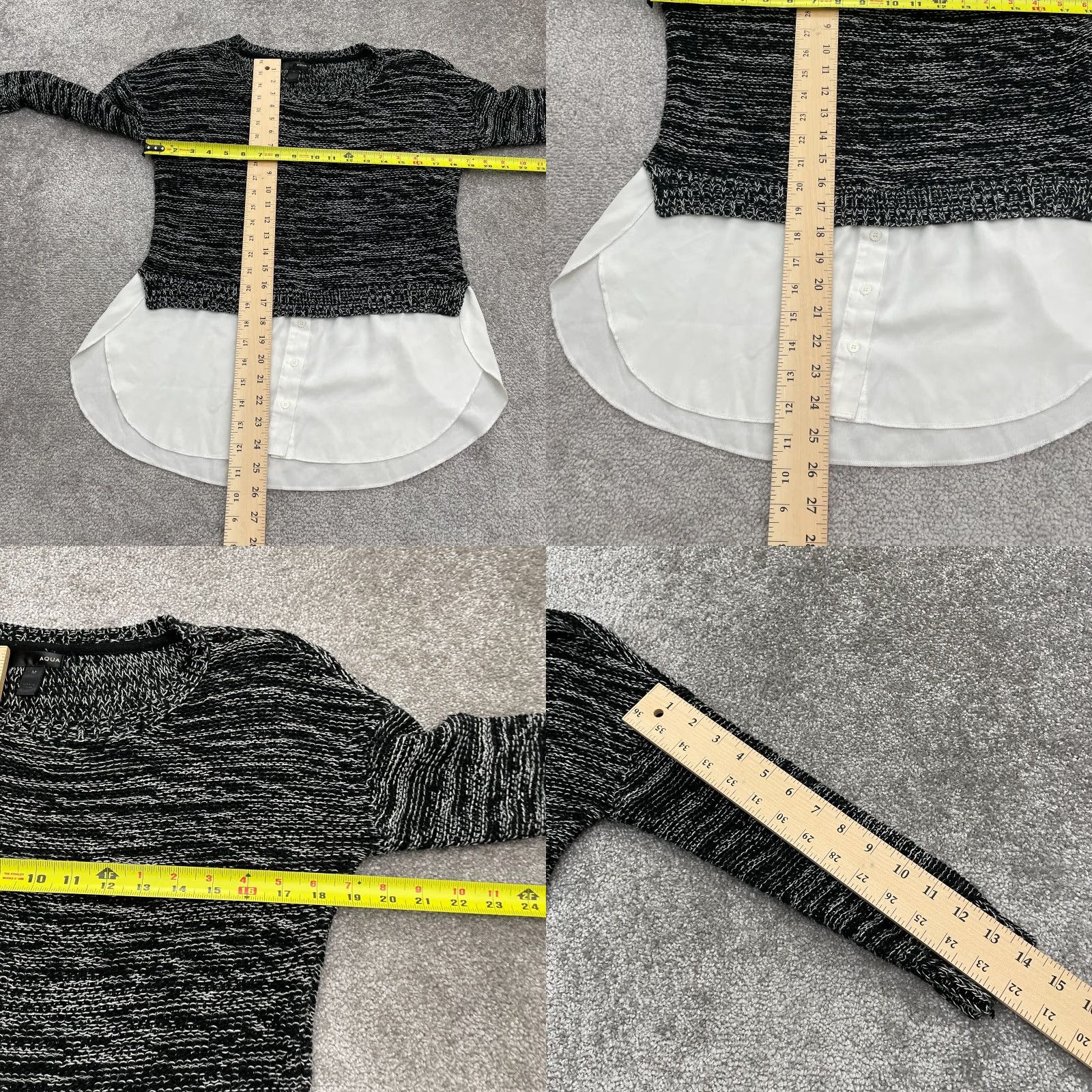 AQUA Aqua Sweater Shirt Womens M Black White Business Casual Size M / US 6-8 / IT 42-44 - 8 Thumbnail
