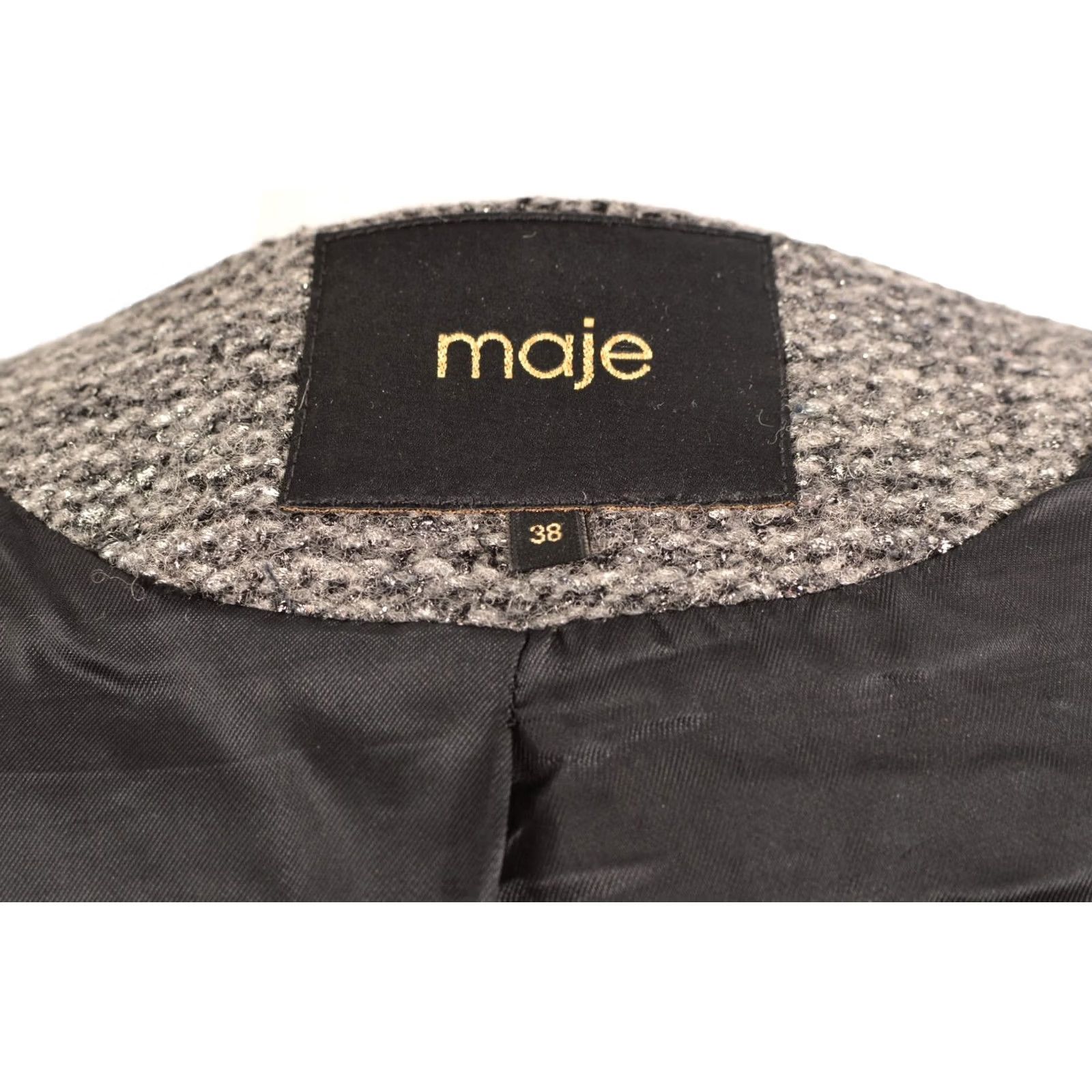 Maje VINTAGE Maje H12 Rumeur Wool Leather Moto Biker Jacket Women 38 Gray Wool Leather Moto Biker Jacket Women 38 Gray Size XS / US 0-2 / IT 36-38 - 5 Thumbnail