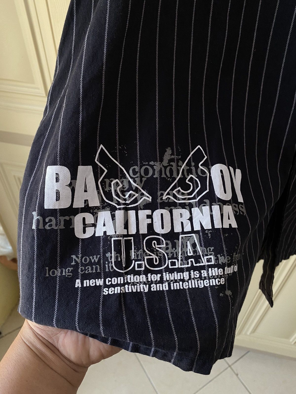 If Six Was Nine 2000s BADBOY CALIFORNIA USA STRIPE BUTTON UP SHIRT - LGB Size US XXL / EU 58 / 5 - 4 Thumbnail