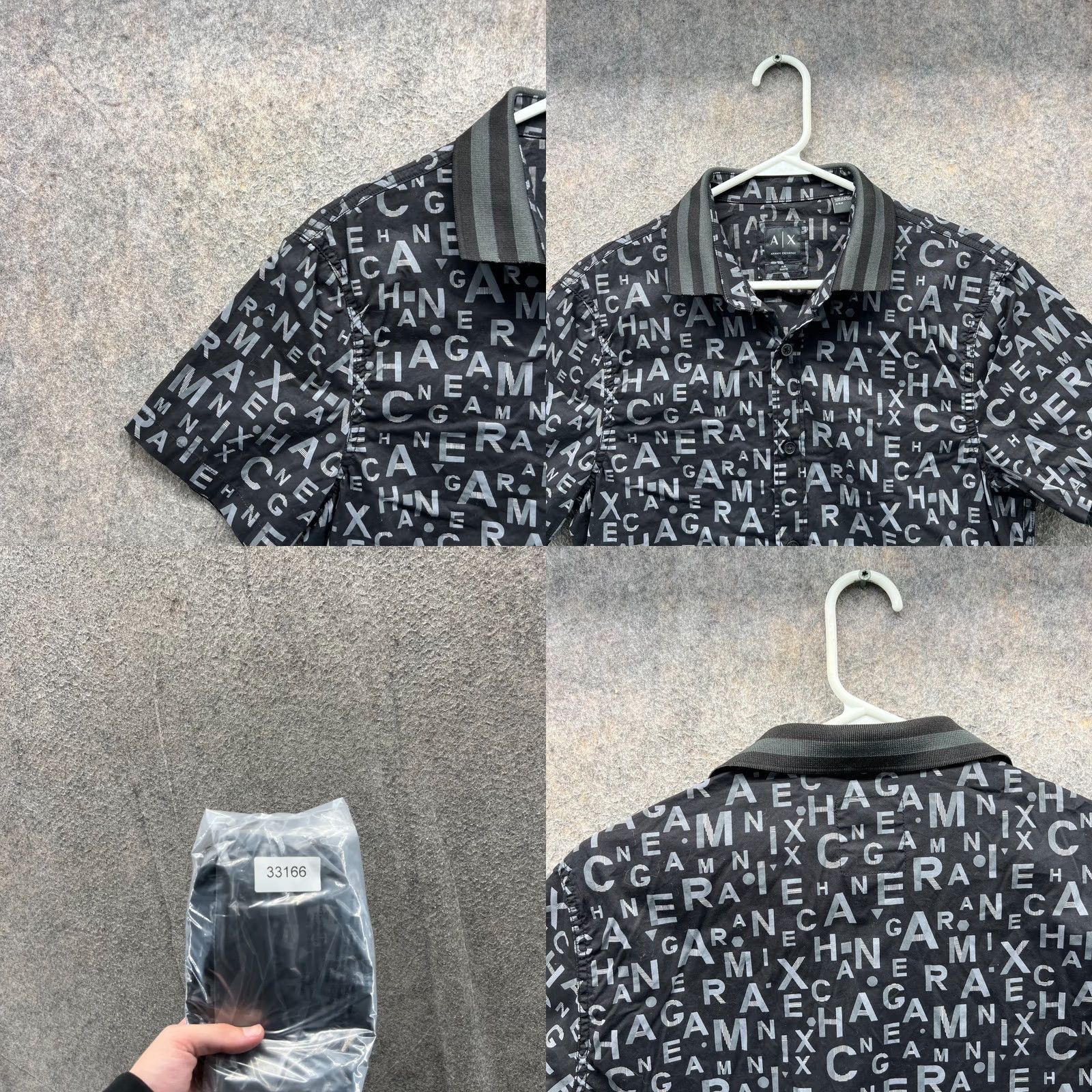 Armani Exchange VINTAGE Armani Exchange Shirt Mens Small Black Button Down Slim Fit All Over Logo Print Size US S / EU 44-46 / 1 - 8 Thumbnail