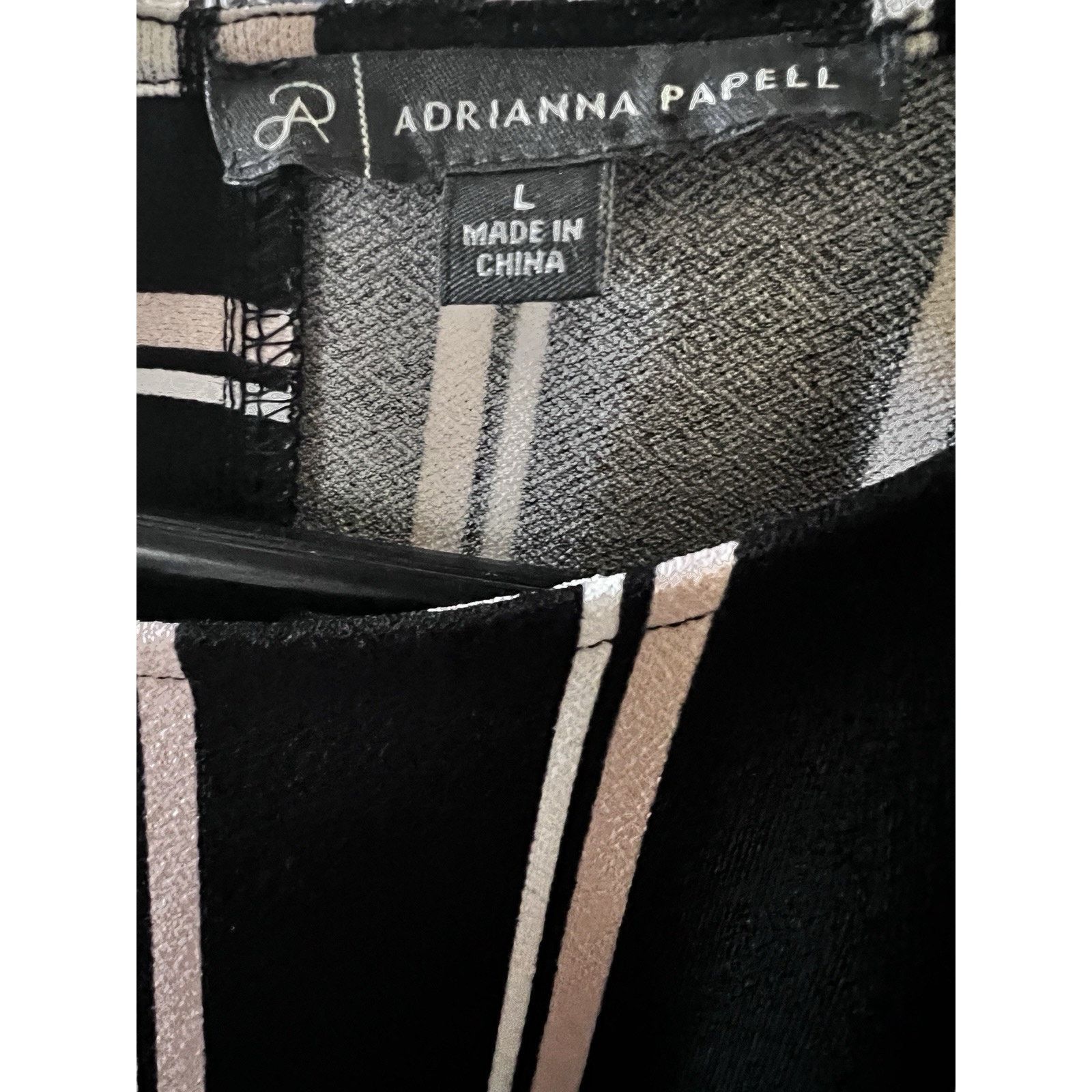 Adrianna Papell Adrianna Papell Black Striped Pullover Top Shirt L Stretch Size L / US 10 / IT 46 - 7 Thumbnail