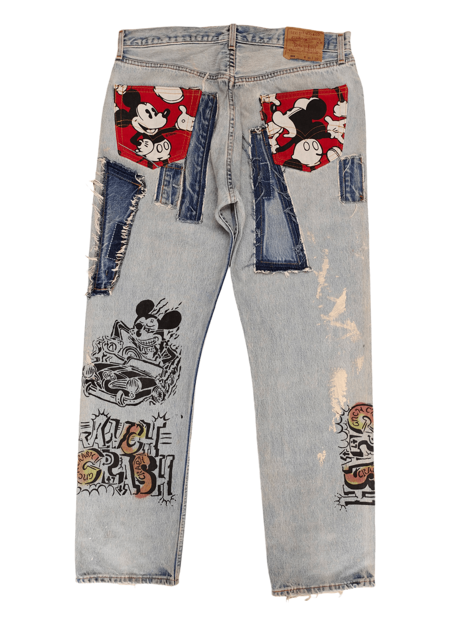 Vintage Levis 501 Mickey Mouse Distress Jeans Custom