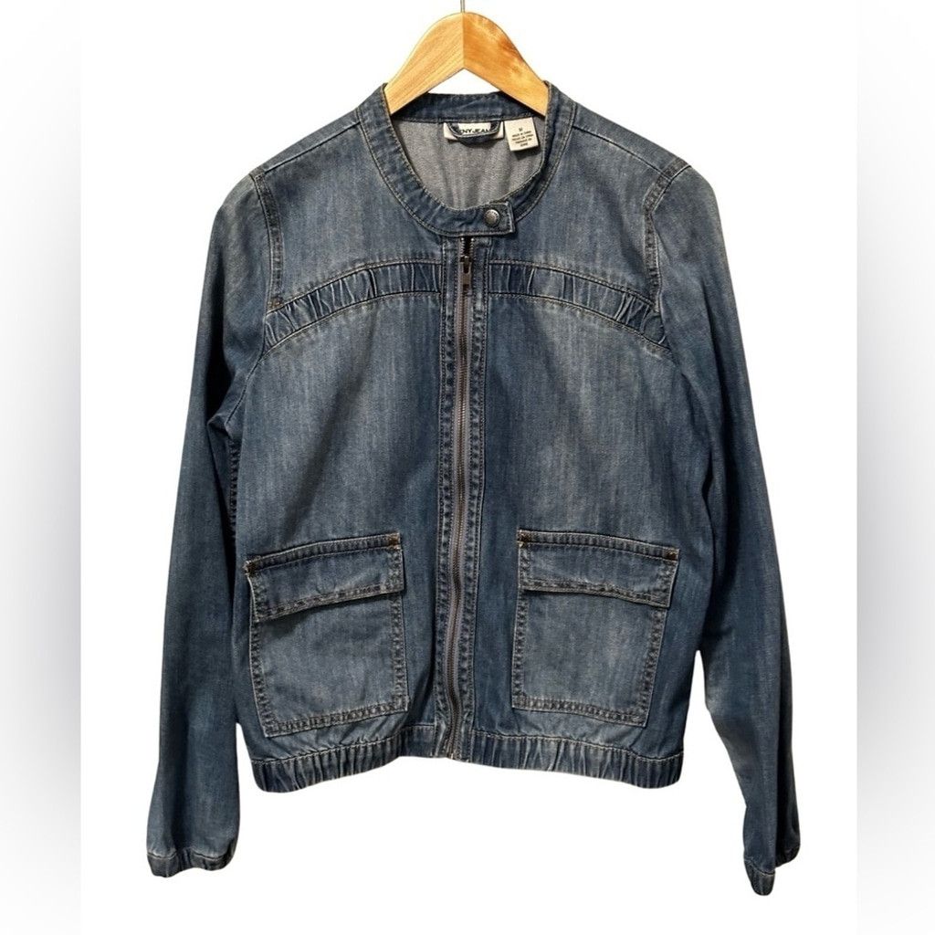 DKNY DKNY JEANS Blue Jean Bomber Jacket Women’s Size Medium. Size M / US 6-8 / IT 42-44 - 2 Thumbnail