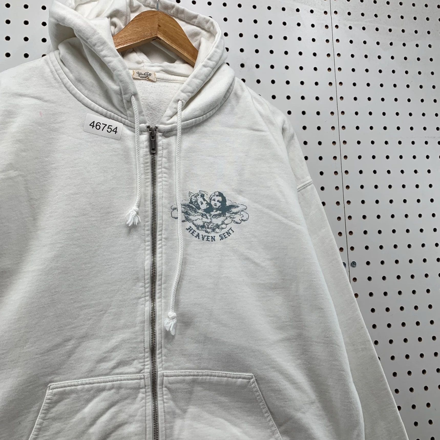 Vintage John Galt Cherub Hoodie Womens One Size White Heaven Zip Fleece Oversized Size ONE SIZE - 5 Thumbnail