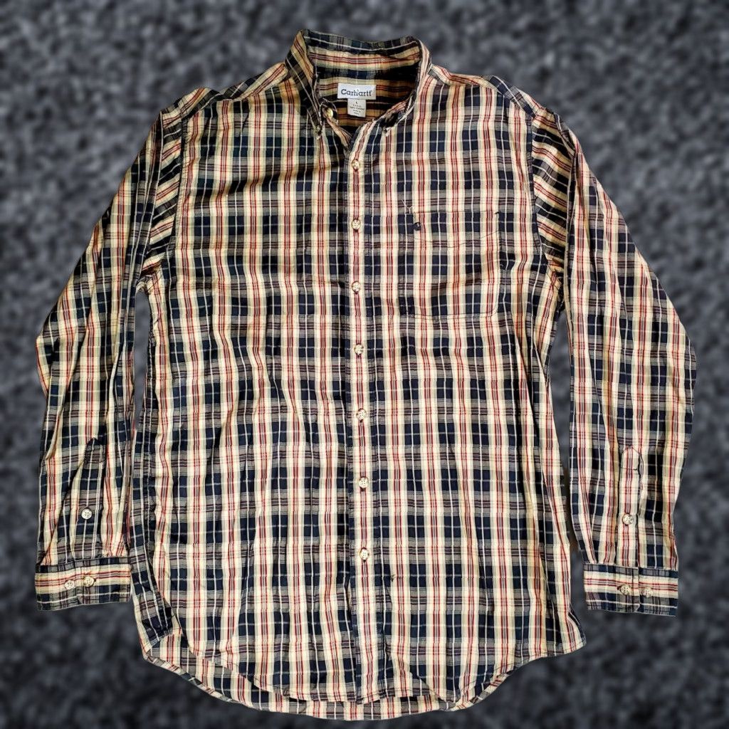 Carhartt Carhartt Plaid Long Sleeve Button Up Shirt Mens L Tan Black Relaxed Fit Workwear Size US L / EU 52-54 / 3 - 1 Thumbnail