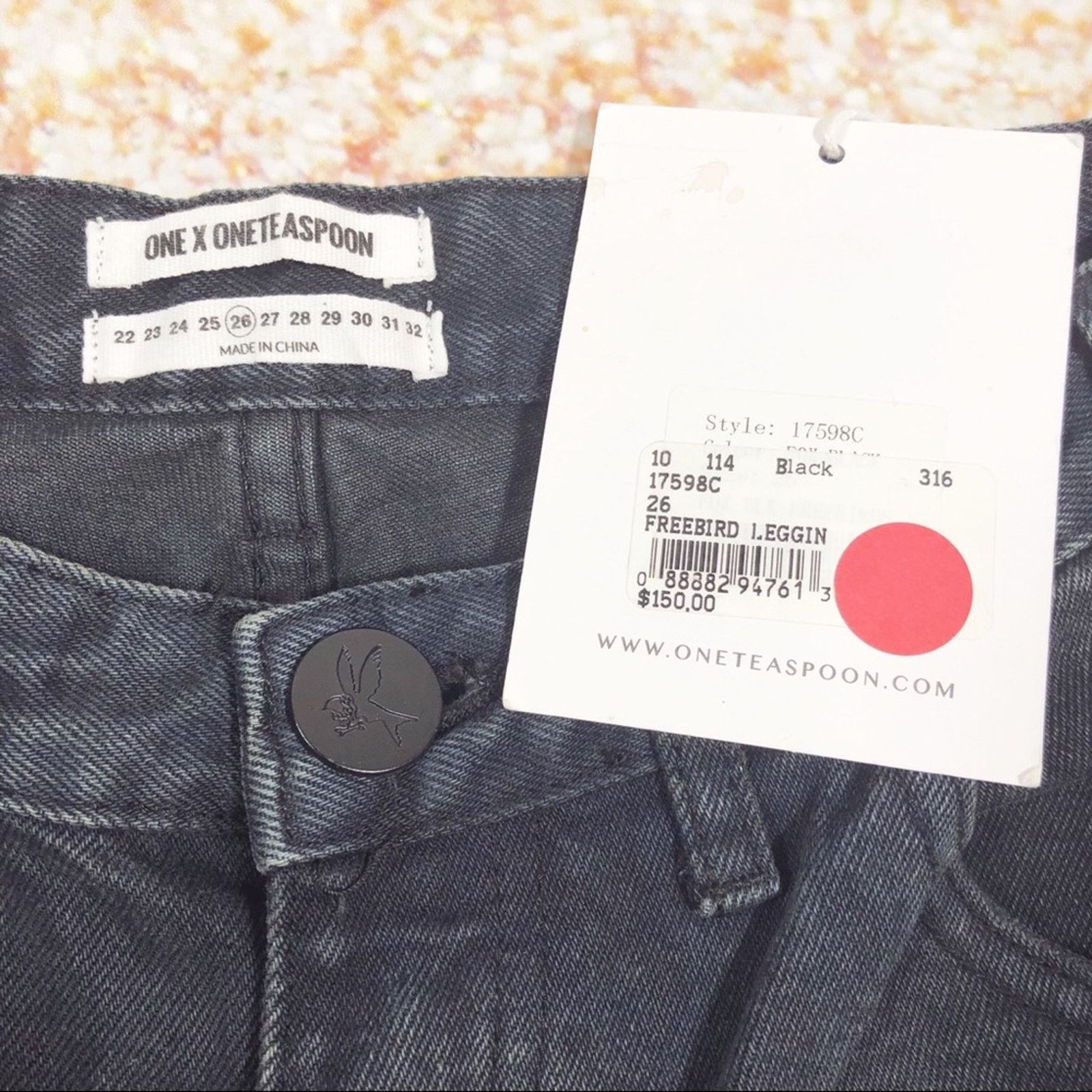 One Teaspoon One Teaspoon Fox Black FreeBird Skinny Leg Jean 26 Size 26" / US 2 / IT 38 - 10 Thumbnail