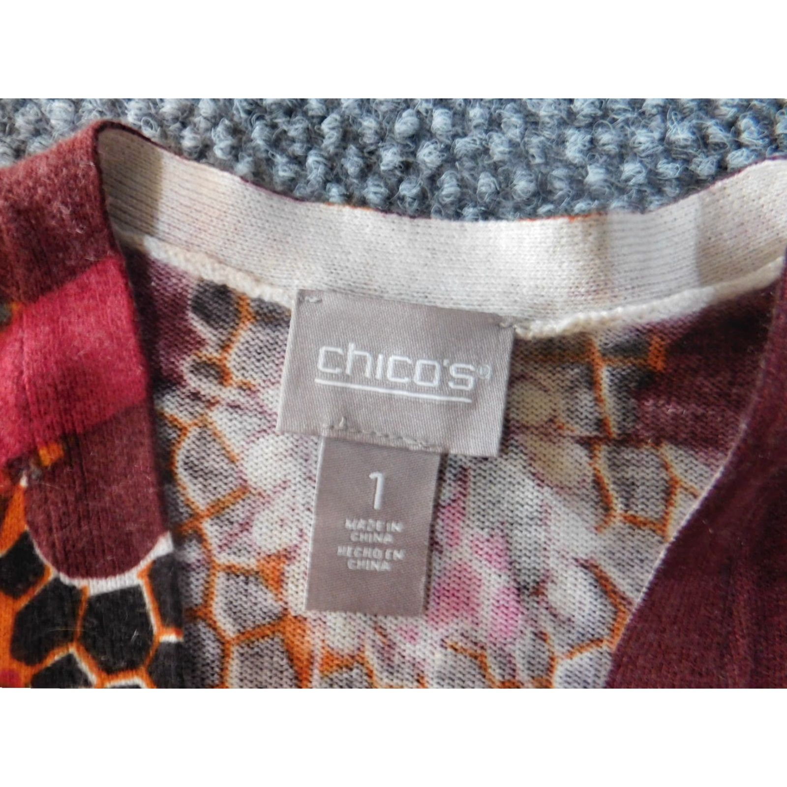 Vintage Chicos Cardigan Sweater Women Red Floral Crew Neck Long Sleeve Stretch Open Knit Regular Size 1 Modern Travel Size XS / US 0-2 / IT 36-38 - 4 Thumbnail