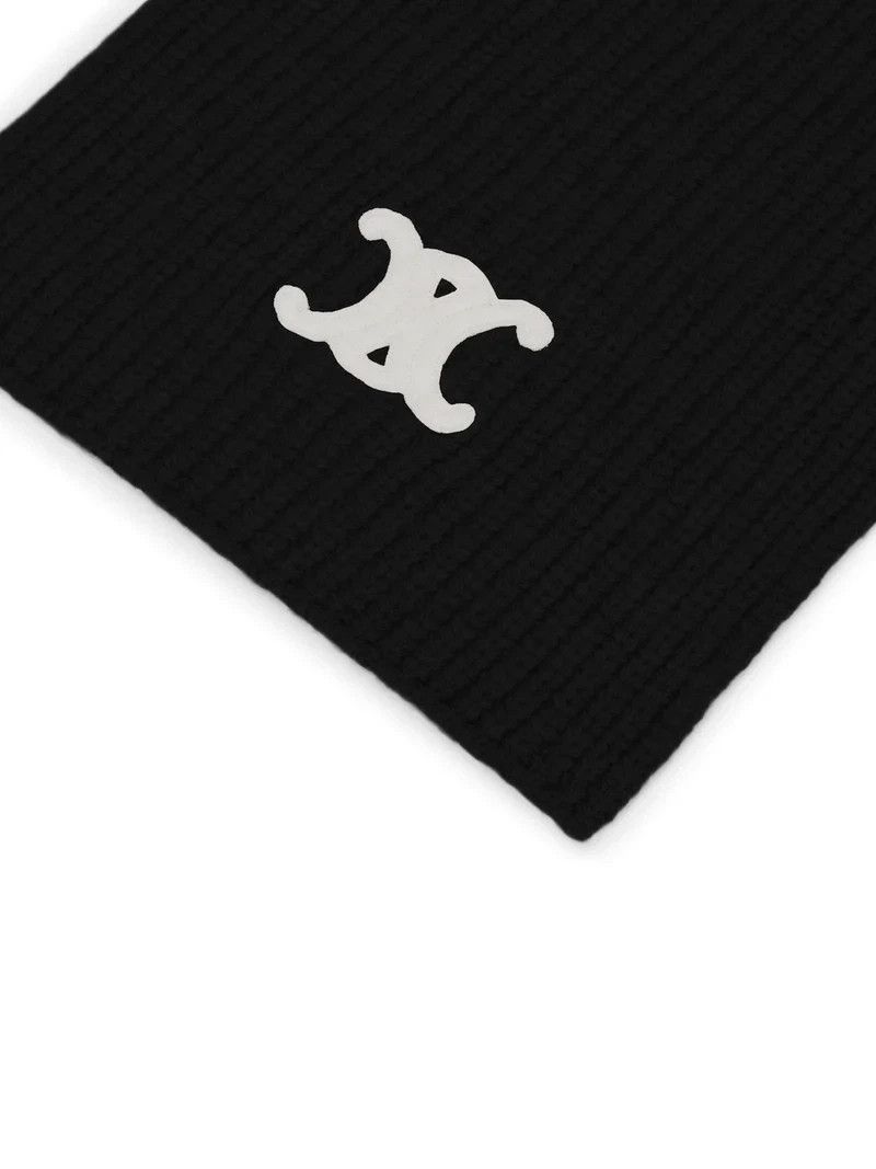 Celine CELINE $990 Triomphe Black Cashmere Scarf New & Authentic Size ONE SIZE - 2 Thumbnail