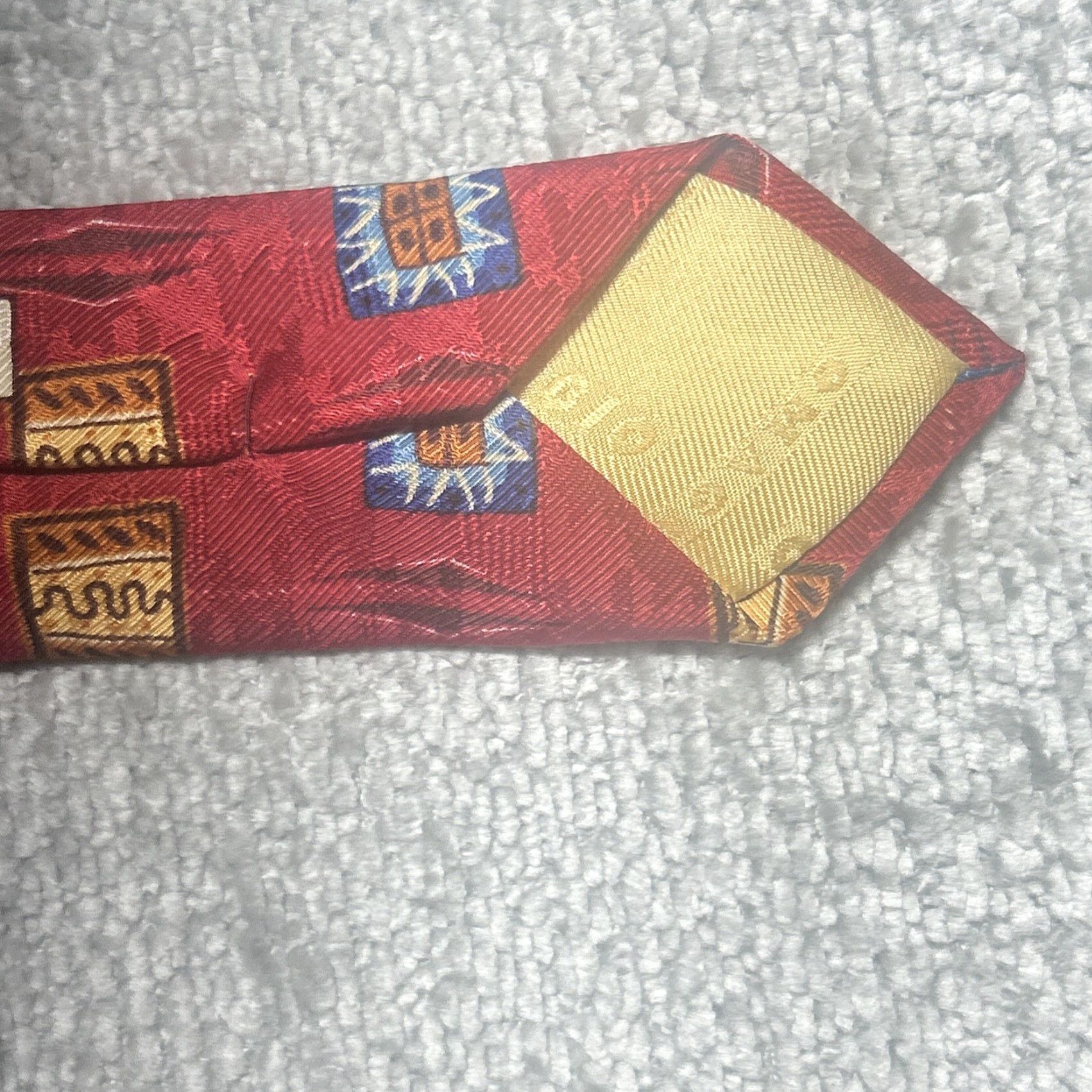 Robert Talbott Robert Talbott Omaggio Mens Tie Silk Handsewn in Italy 57L x 4W Red Geometric Silk Tie Mens Size ONE SIZE - 6 Thumbnail