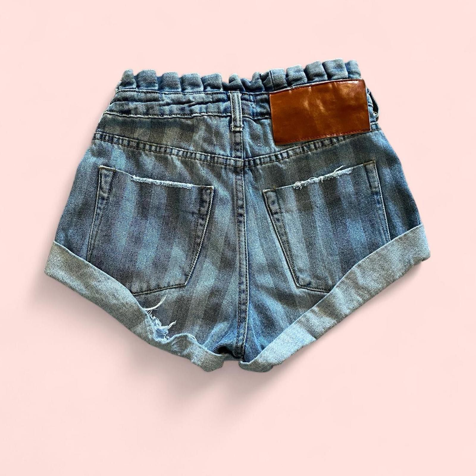Other One teaspoon Mid-waisted, light-washed blue denim shorts Size 42" / US 20 - 6 Thumbnail