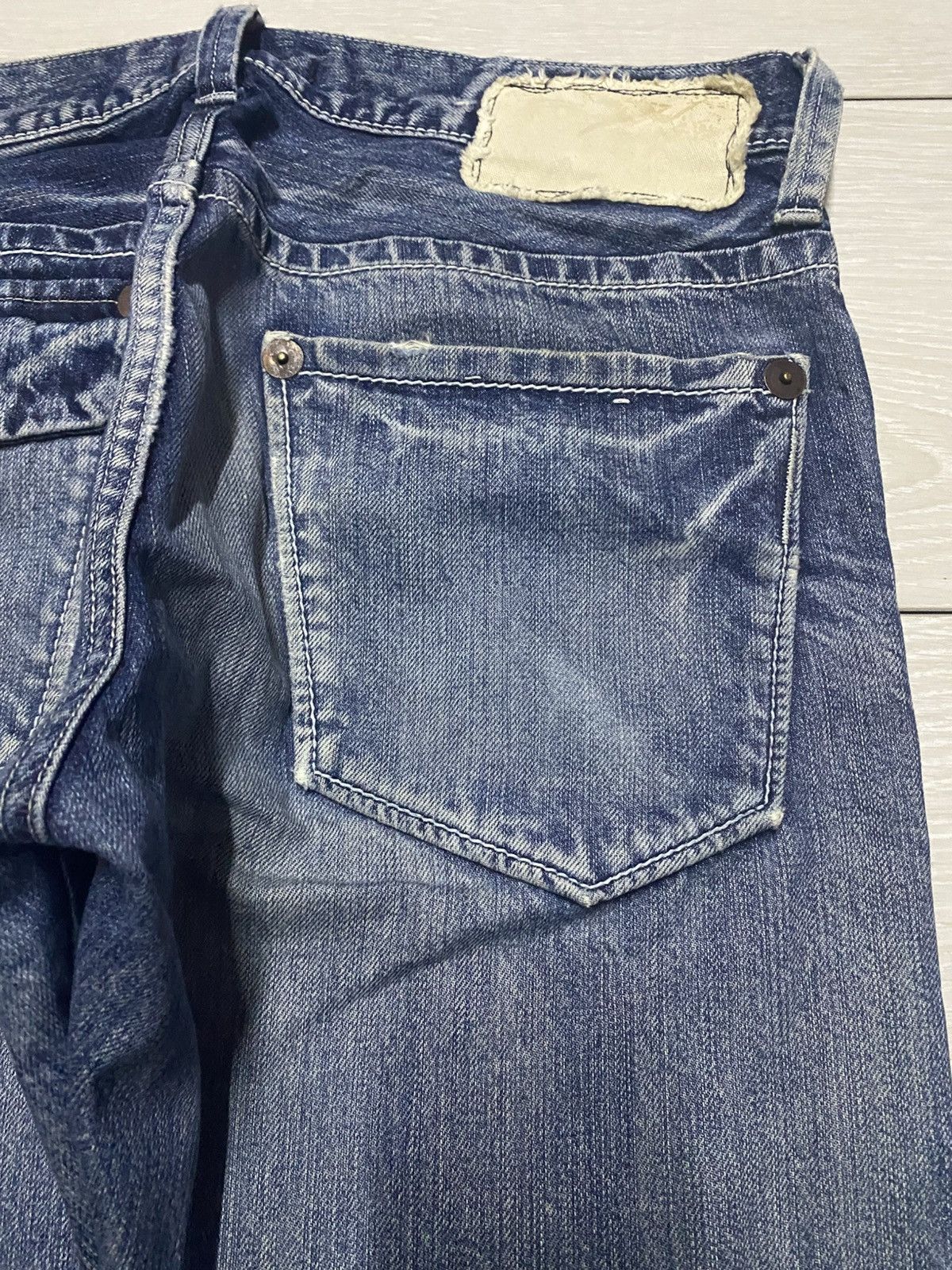 Tornado Mart Vtg Blue Way Made in Nippon Flare Bootcut Distressed Jeans Size US 33 - 10 Thumbnail