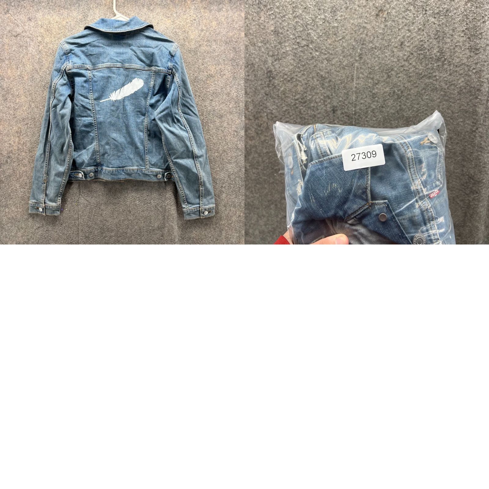 Levi's VINTAGE Levi's Denim Jacket Women Large Blue Jean Feather Print Trucker Lightwash Vtg Jacket Boots? Size 36" / US 14 / IT 50 - 9 Thumbnail