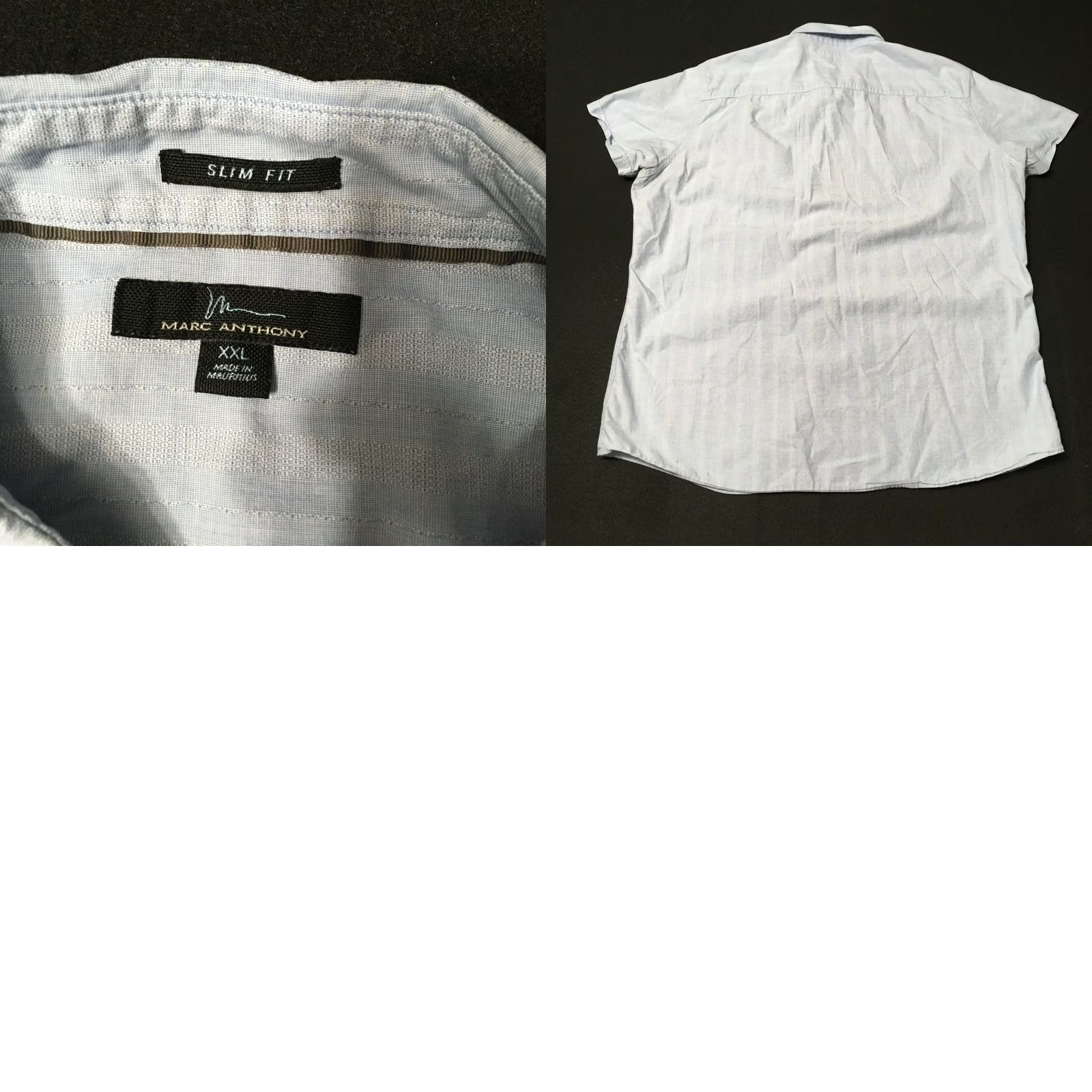 Vintage Marc Anthony Storm Blue Slim Fit Button-Up Shirt XXL light blue Blue Solid Short Sleeve Button-Up Mens Shirt XXL Size US XXL / EU 58 / 5 - 8 Thumbnail