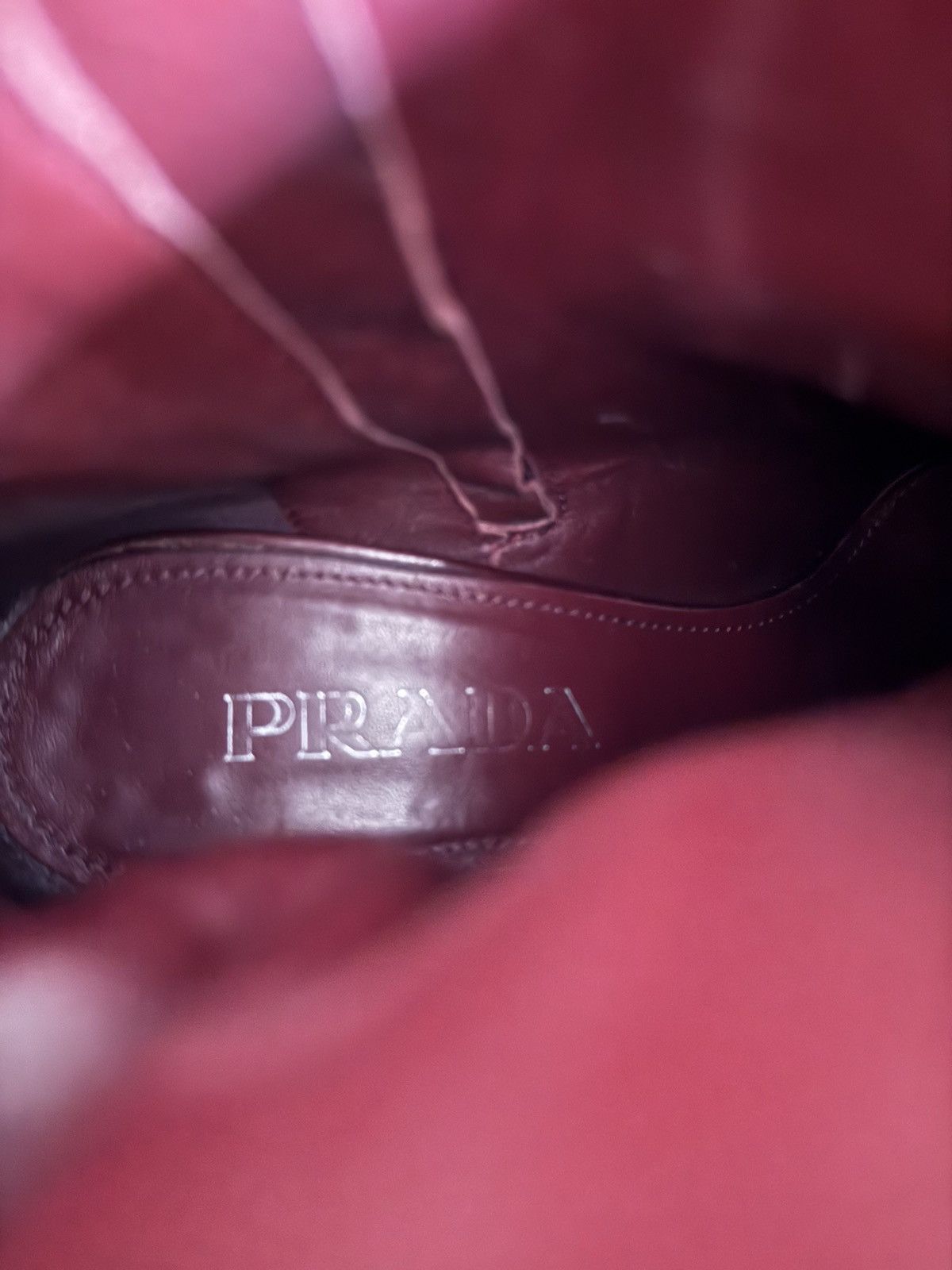 Prada × Vintage Prada Burgundy Leather Ankle Boots Squared Heels Size US 7 / IT 37 - 6 Thumbnail