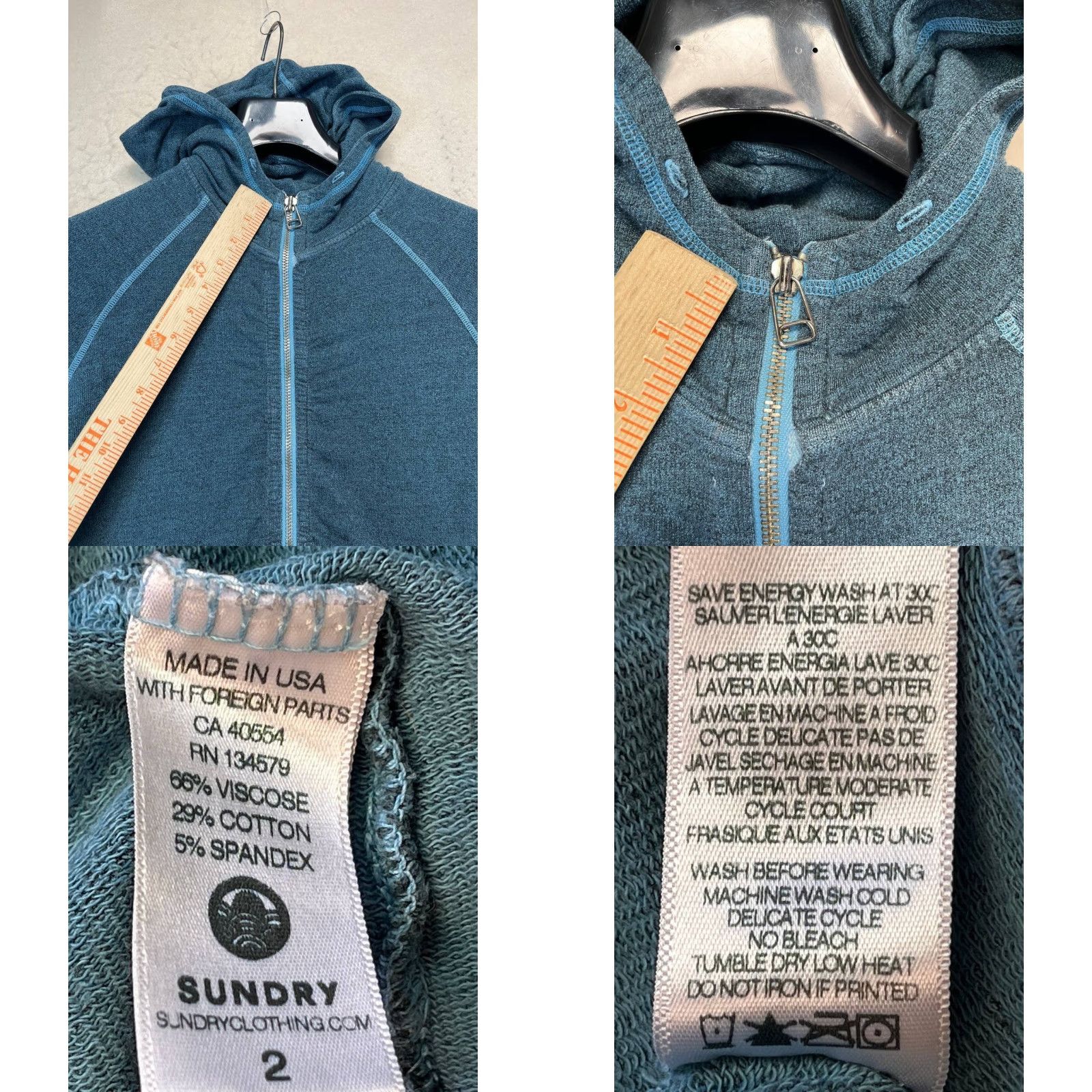 Sundry Sundry Full Zip Hoodie Sweatshirt Women Size 2 USA Made Blue Size XS / US 0-2 / IT 36-38 - 8 Thumbnail