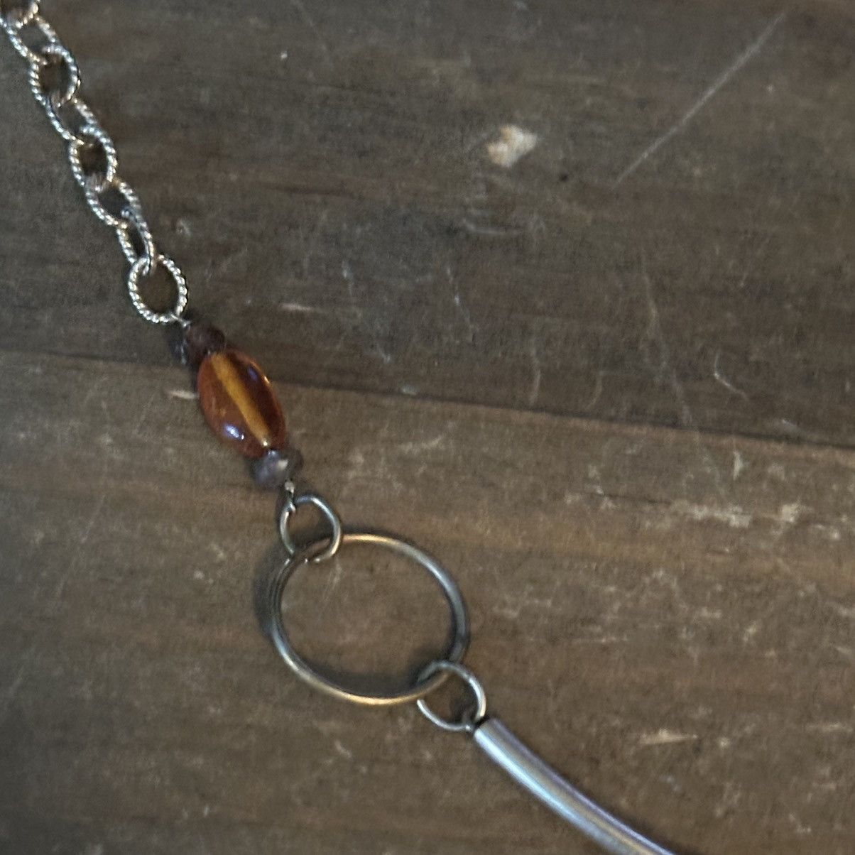 Vintage Vintage gold tone curved bar and station amber bead necklace Size ONE SIZE - 5 Thumbnail