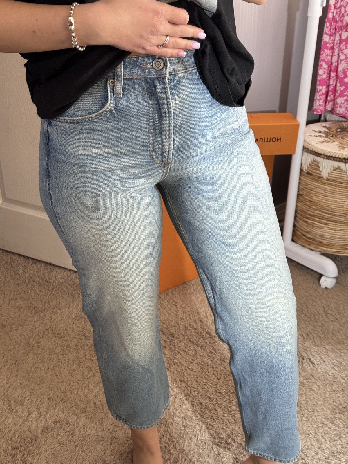 Zara ZARA High Waist Straight Jeans – Light Blue, Size 36 / US 4 Size 27" / US 4 / IT 40 - 5 Thumbnail
