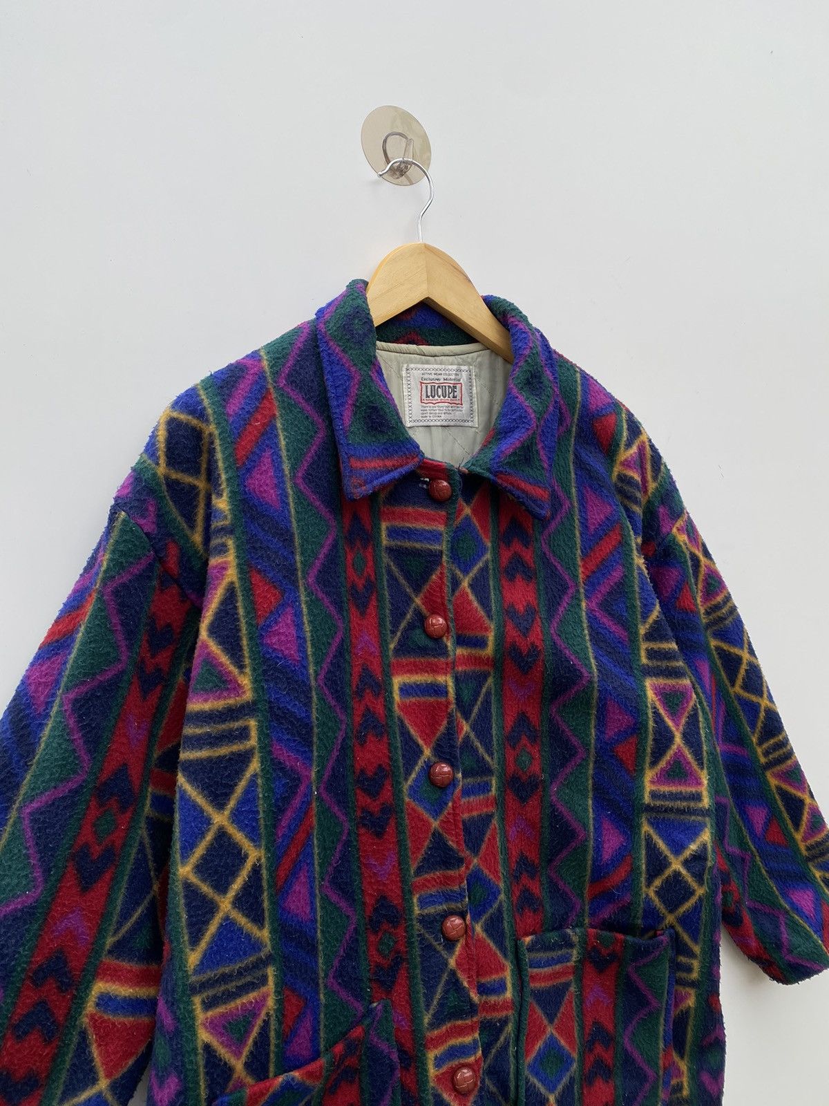 Japanese Brand Lucupe Wool Jacket Colourfull Design Size US L / EU 52-54 / 3 - 3 Thumbnail
