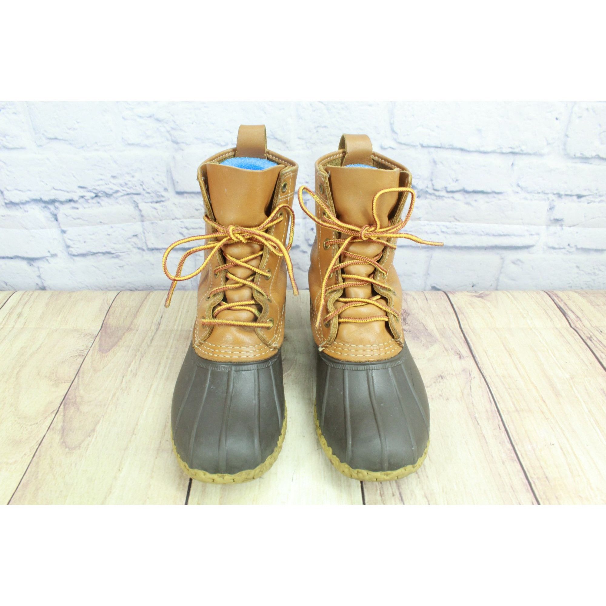 L.L. Bean LL Bean Women's Lace Up Unlined Ankle Duck Boots Brown Leath Size US 7 / IT 37 - 5 Thumbnail