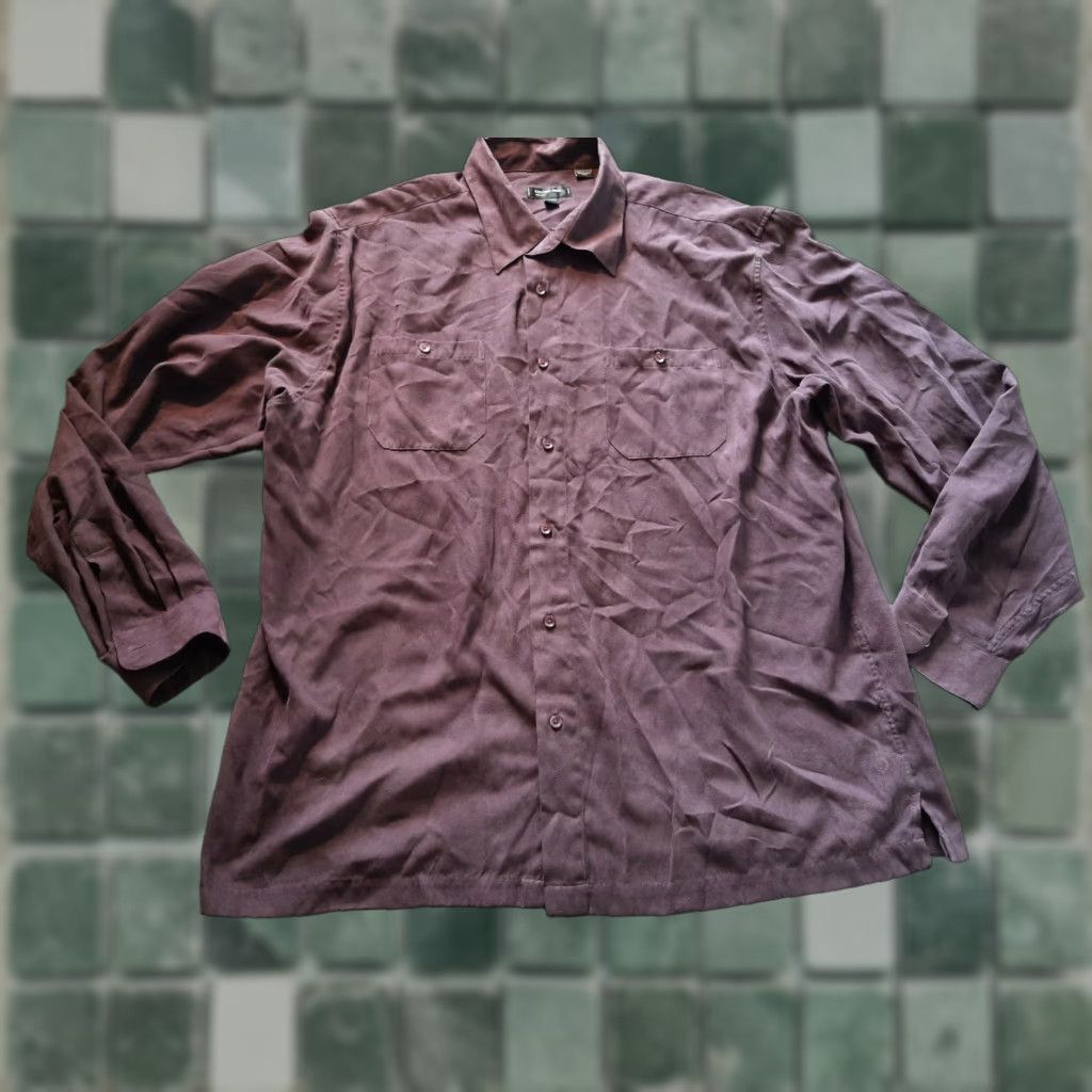 Vintage Cotton Reel Men's Shirt Button-Front Long Sleeve Purple XXL Carded Cotton Blend Regular Size L Mens Shirt Size US L / EU 52-54 / 3 - 1 Thumbnail