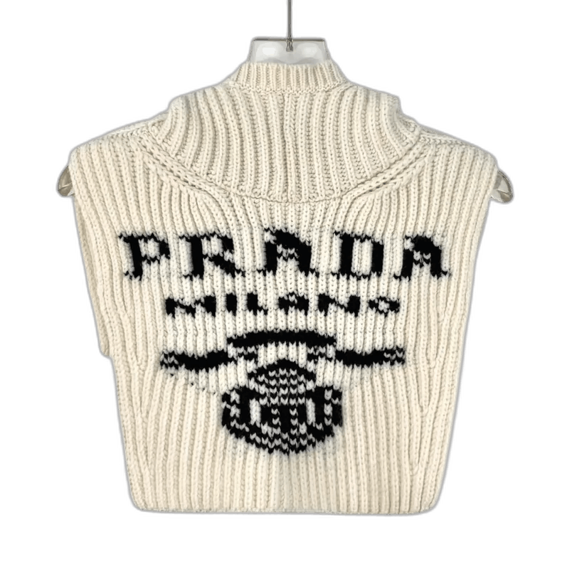 Prada Prada Cream Cashmere Knit Hooded Scarf Size ONE SIZE - 1 Thumbnail