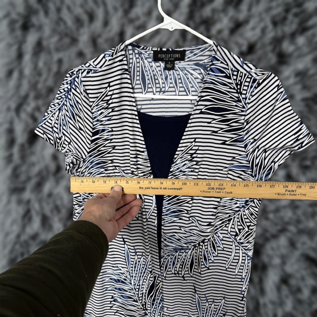 Vintage Perceptions New York Jacket Dress 8 Blue Tropical Palm Business Casual Office Size M / US 6-8 / IT 42-44 - 1 Thumbnail