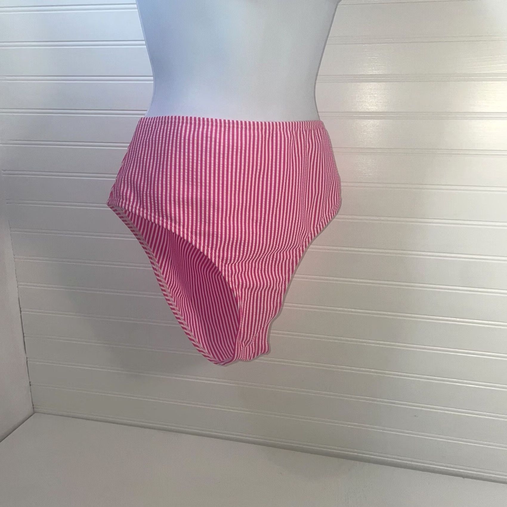 Shein Shein bikini swimsuit bottom large pink white stripes bikini bottom SheIn Size 36" / US 14 / IT 50 - 6 Thumbnail