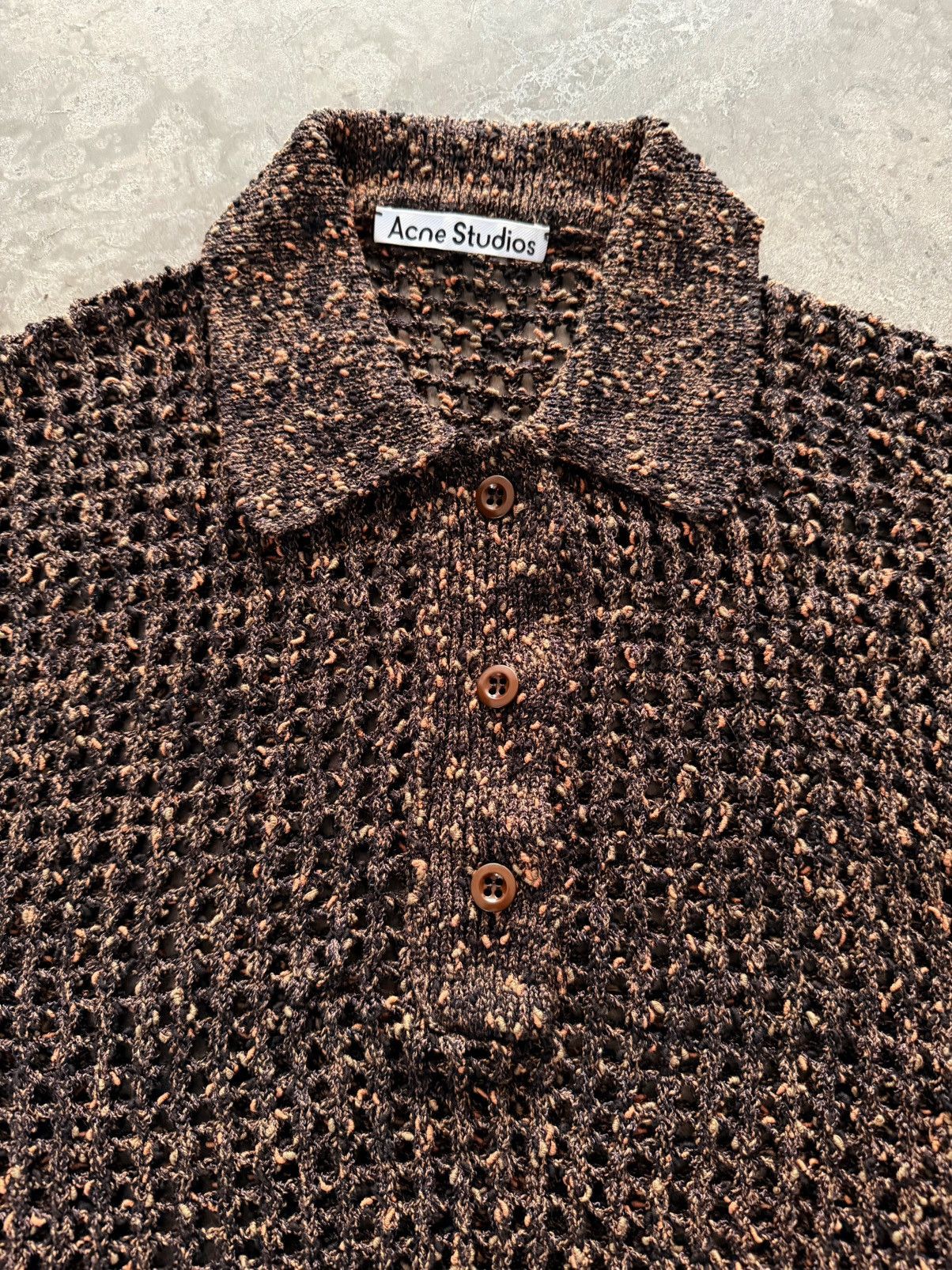 Acne Studios Acne Studios Open Knit Polo Shirt Size S / US 4 / IT 40 - 8 Thumbnail