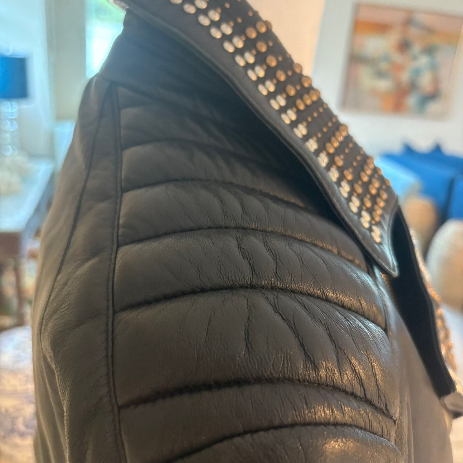 Versace Versace H&M Black Studded Biker Moto Jacket Women’s Medium Size M / US 6-8 / IT 42-44 - 15 Thumbnail