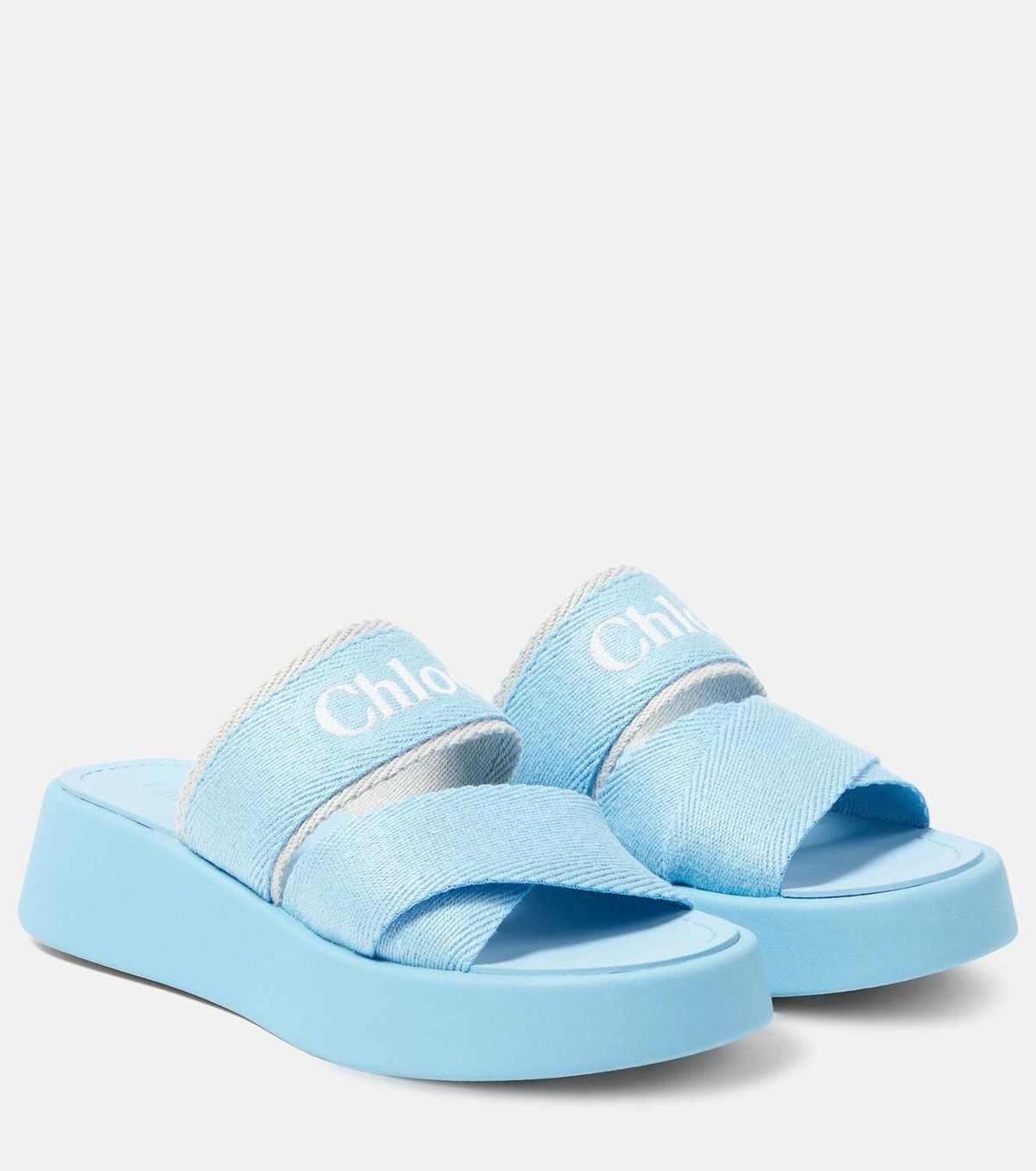 Chloe o1loc1c0425 Woody Slides Silky in Blue Size US 8 / IT 38 - 1 Thumbnail