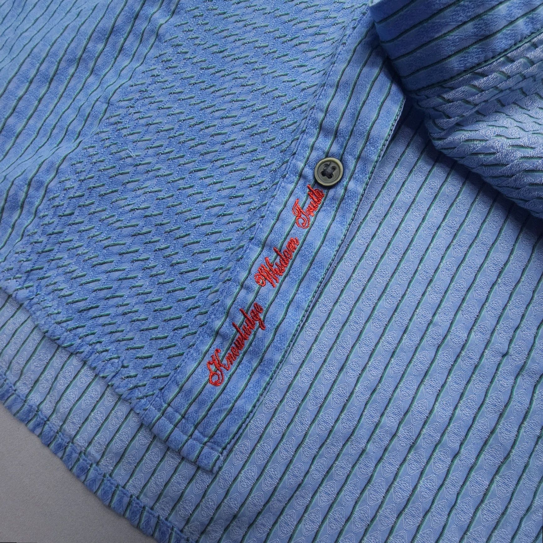 Robert Graham Robert Graham Shirt Long Sleeve Mens Large Blue Striped Cotton Flip Cuff Party Size US L / EU 52-54 / 3 - 7 Thumbnail