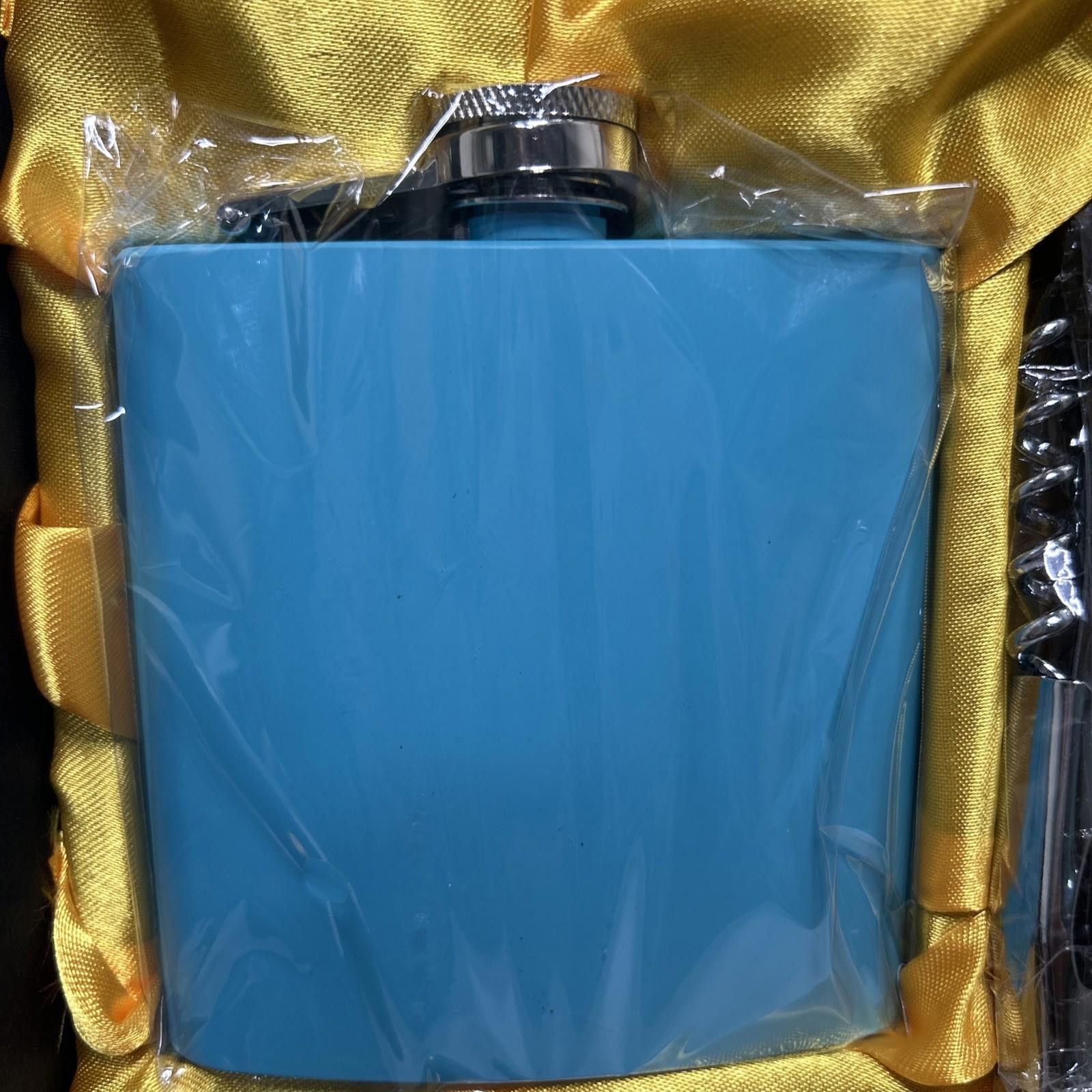 Designer BLUE FLASK SET & 2 Glass Shot Glasses And Corkscrew GIFT BOX Size ONE SIZE - 3 Thumbnail