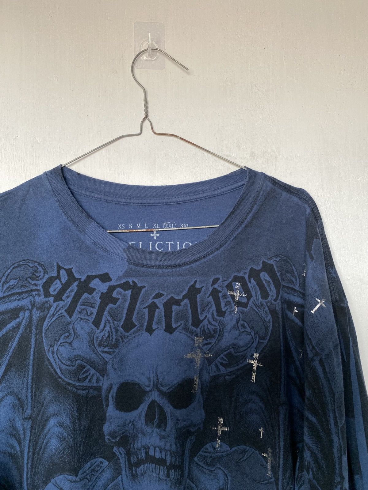 Affliction RARE Affliction Cross Skull Wings Graphic Tshirt Size US XL / EU 56 / 4 - 7 Thumbnail