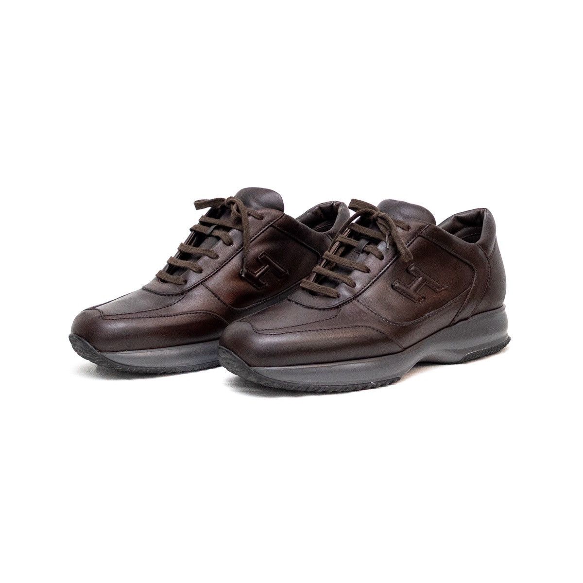 Hogan Hogan Interactive Men’s Brown Leather Sneakers – Size US 10 Size US 10 / EU 43 - 7 Thumbnail