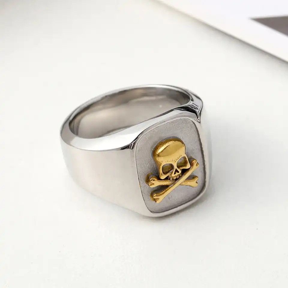 Other Simple Skull Ring Small Stainless Steel Biker Ring Jewelry Size ONE SIZE - 1 Thumbnail