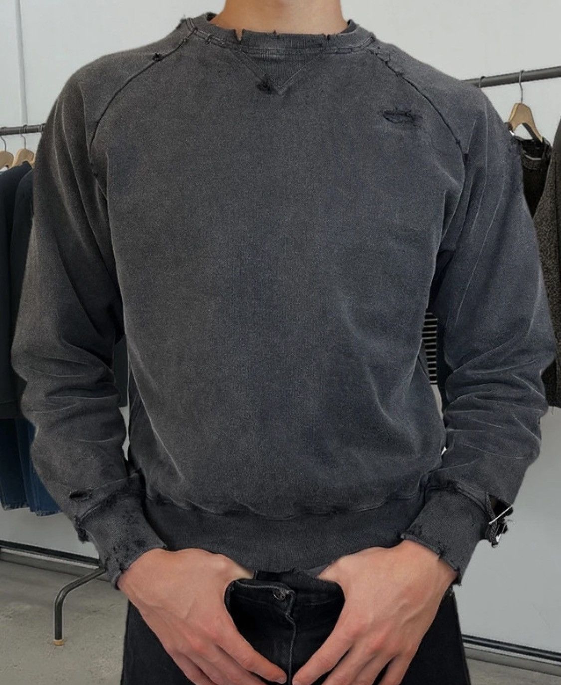 Other Distressed Black Slimfit Sweatshirt custom made All sizes Size US M / EU 48-50 / 2 - 2 Thumbnail
