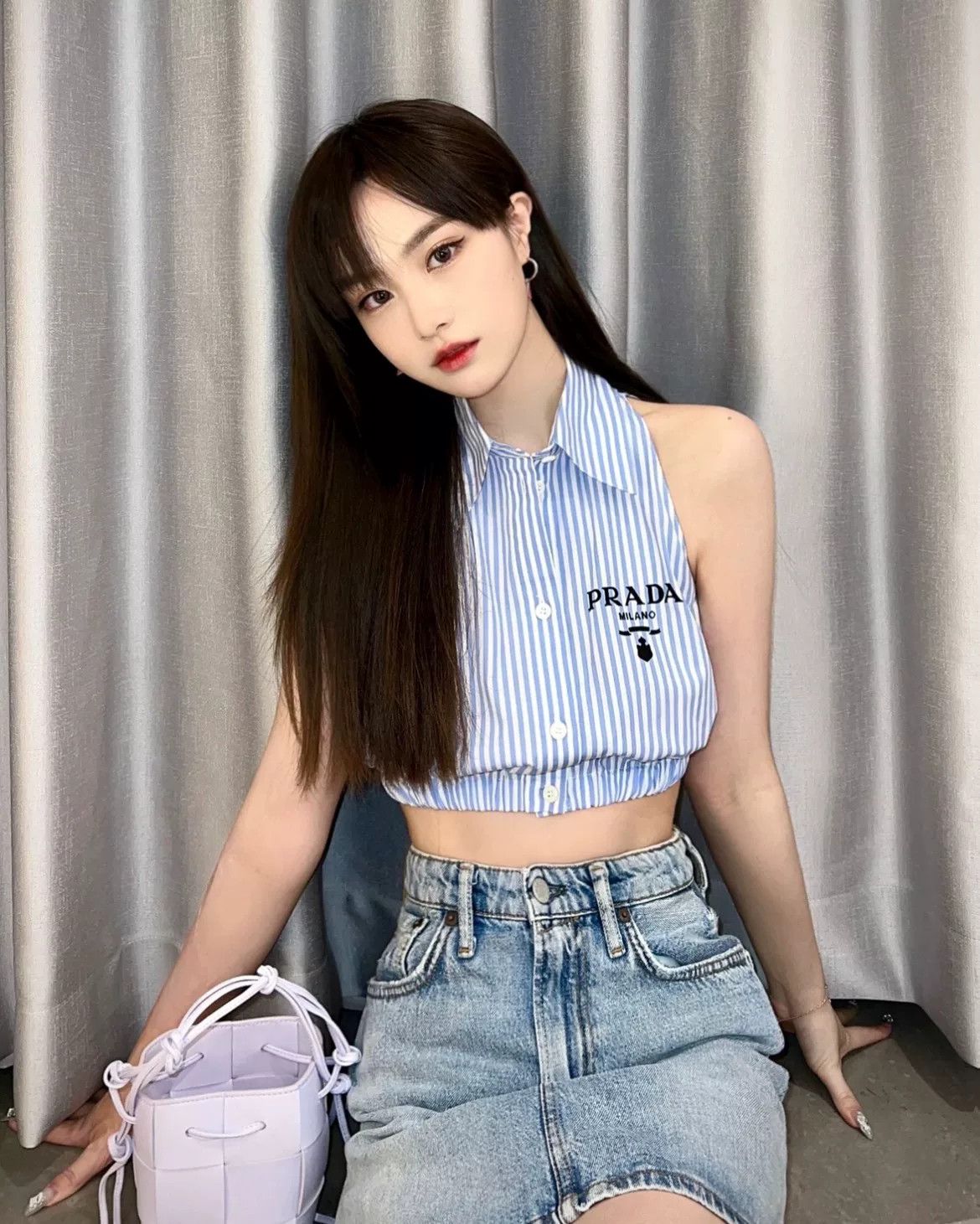 Prada Prada Letter Print Sleeveless Striped Shirt Size S / US 4 / IT 40 - 1 Thumbnail