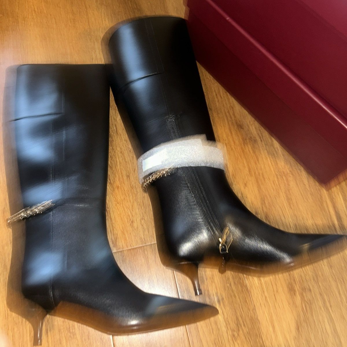 Gucci Gucci Signoria Black Leather Knee-High Boots 4.5cm Size US 6 / IT 36 - 8 Thumbnail