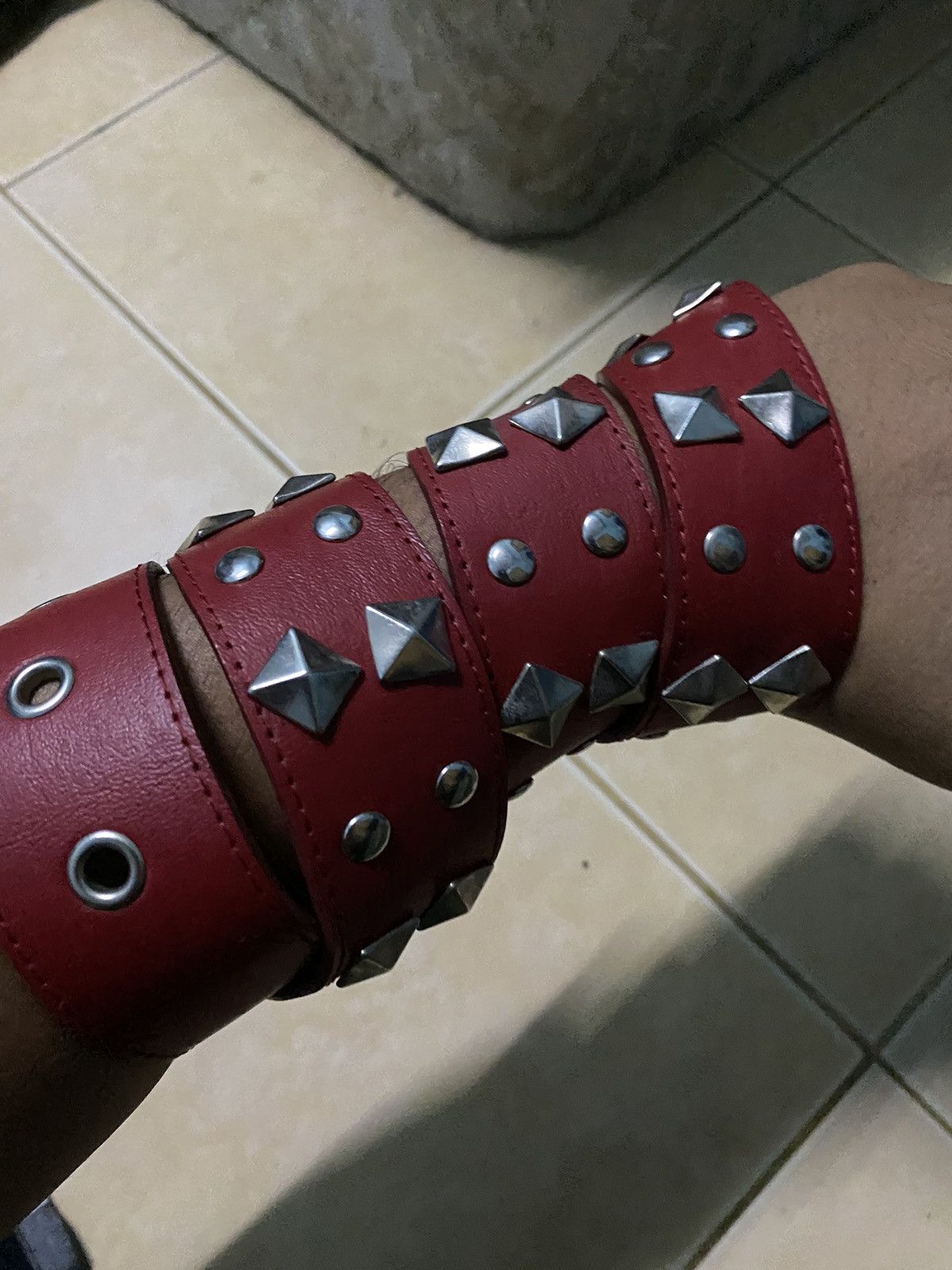 Leather × Vintage Vtg Belt Leather Punk Size 32 - 3 Thumbnail