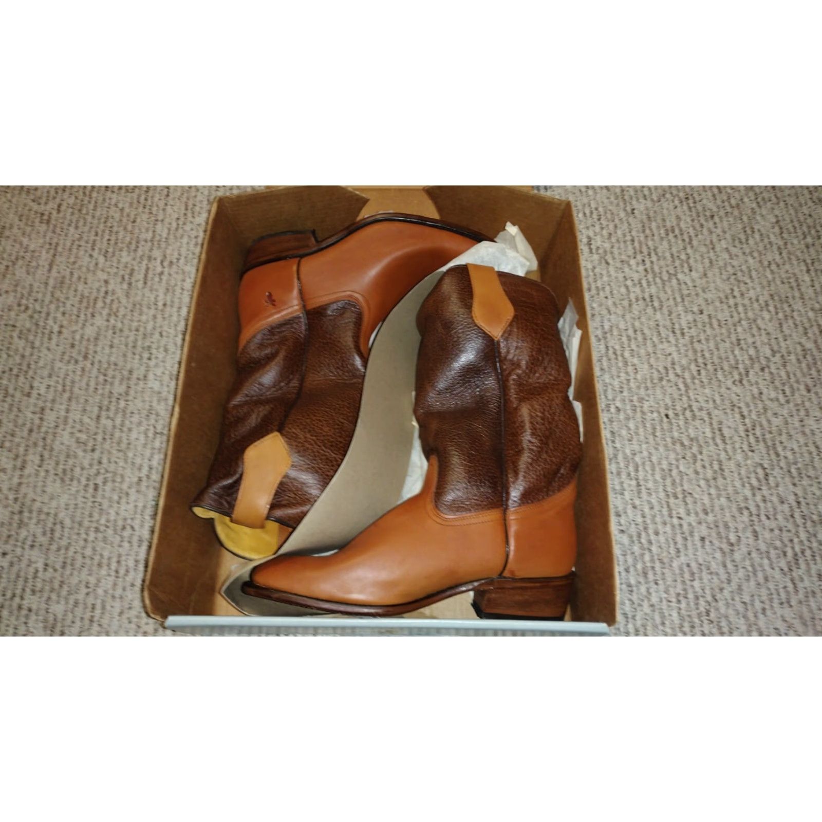 Frye VINTAGE Frye Motorcycle Biker Boot Dip Top 11.5 D Brown Leather Boots NOS 90s Gazelle? Size US L / EU 52-54 / 3 - 2 Thumbnail