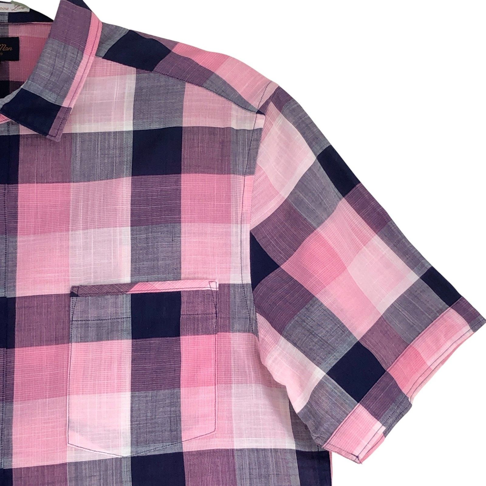 Good Man Brand GoodMan Brand Shirt S Pink Navy Plaid Short Sleeve TINY FLAW Size US S / EU 44-46 / 1 - 7 Thumbnail
