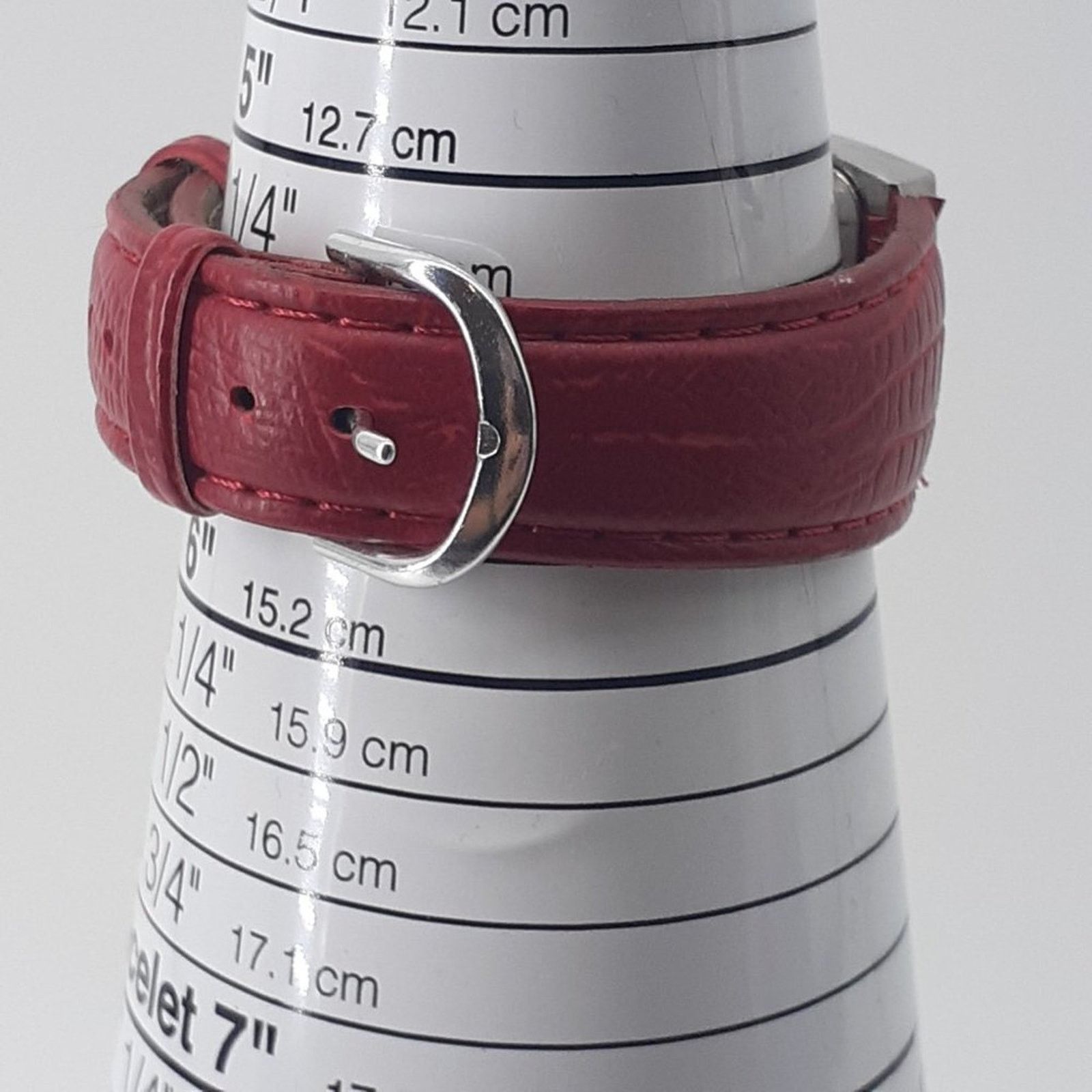 Vintage Women's Red Croc Embossed Strap faux leather Rhinestone Size ONE SIZE - 5 Thumbnail