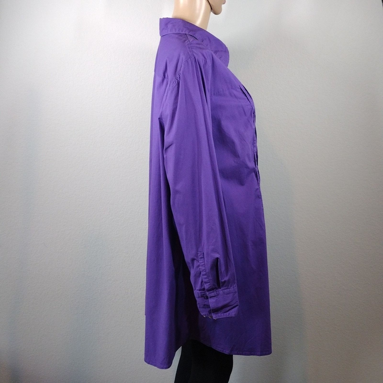 Other Lane Bryant Purple Long Sleeve Button Down Cotton Shirt Size 3XL / US 20-22 - 3 Thumbnail